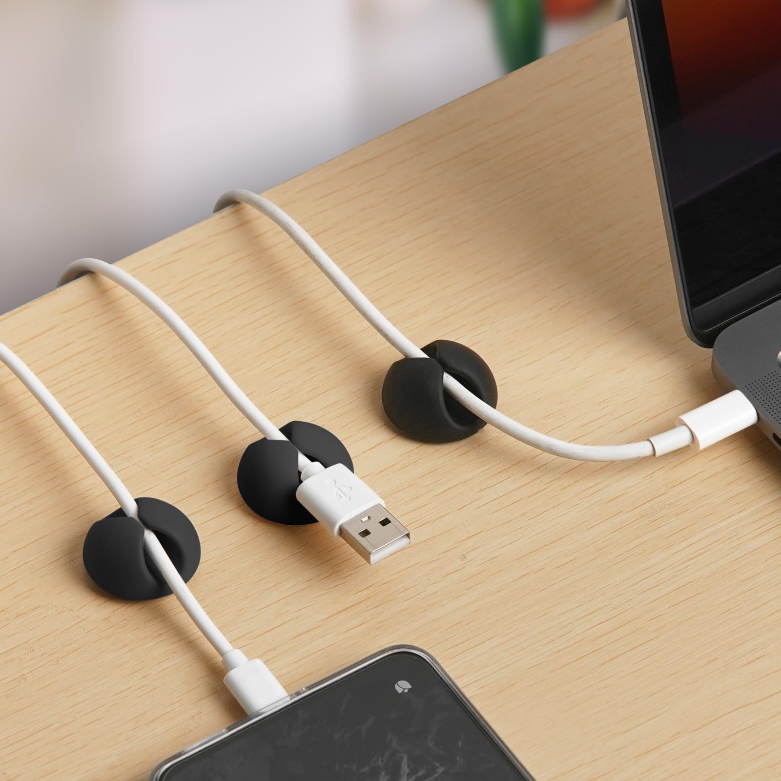 Tifanso 6Pcs Cable Clips Black   Adhesive Cord Cable Holder Wire Organizer For Desk, Cord Clips, Cord Cable Clip, Wire Holders F