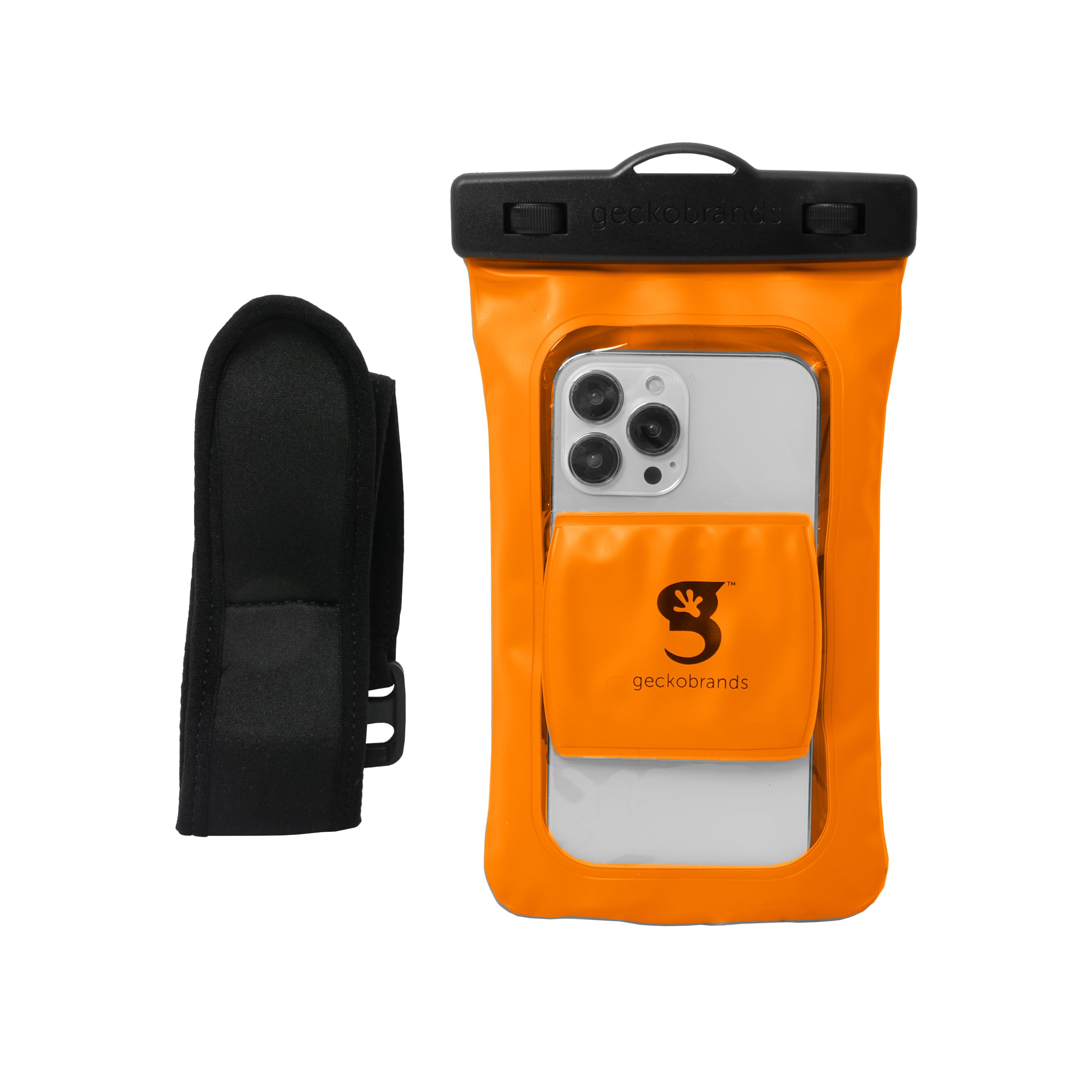 Geckobrands Float Phone Dry Bag With Arm Band, Orange   Floating Watertight Dry Bag Phone Pouch, Fits Most Iphone And Samsung Ga