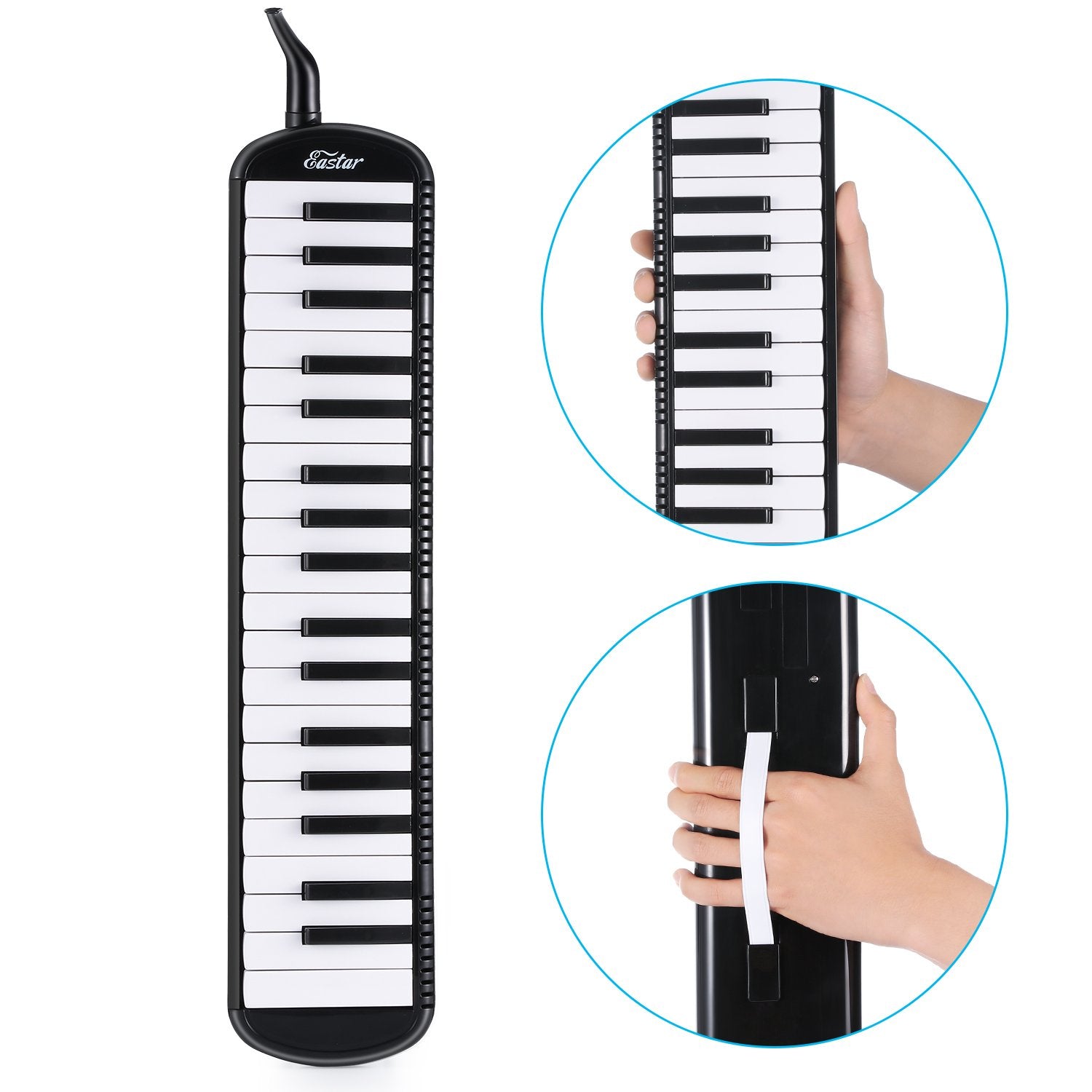 Eastar 37 Keys Melodica Instrument, Soprano Melodica Air Piano Keyboard Pianica With 2 Soft Long Tubes, Short Mouthpieces, Carry