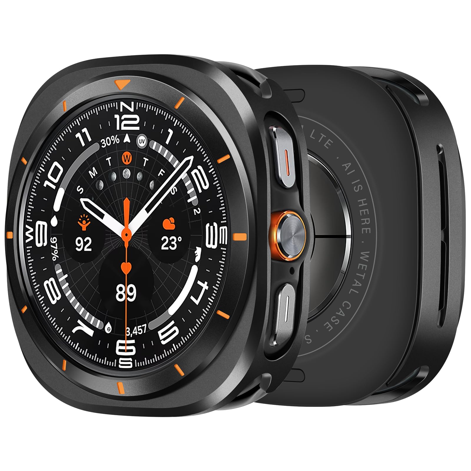 ZZDZZ Metal Case Compatible with Samsung Galaxy Watch Ultra 47mm (2024) with Back Cover, Rugged Ultra Thin Hard Frame Protective