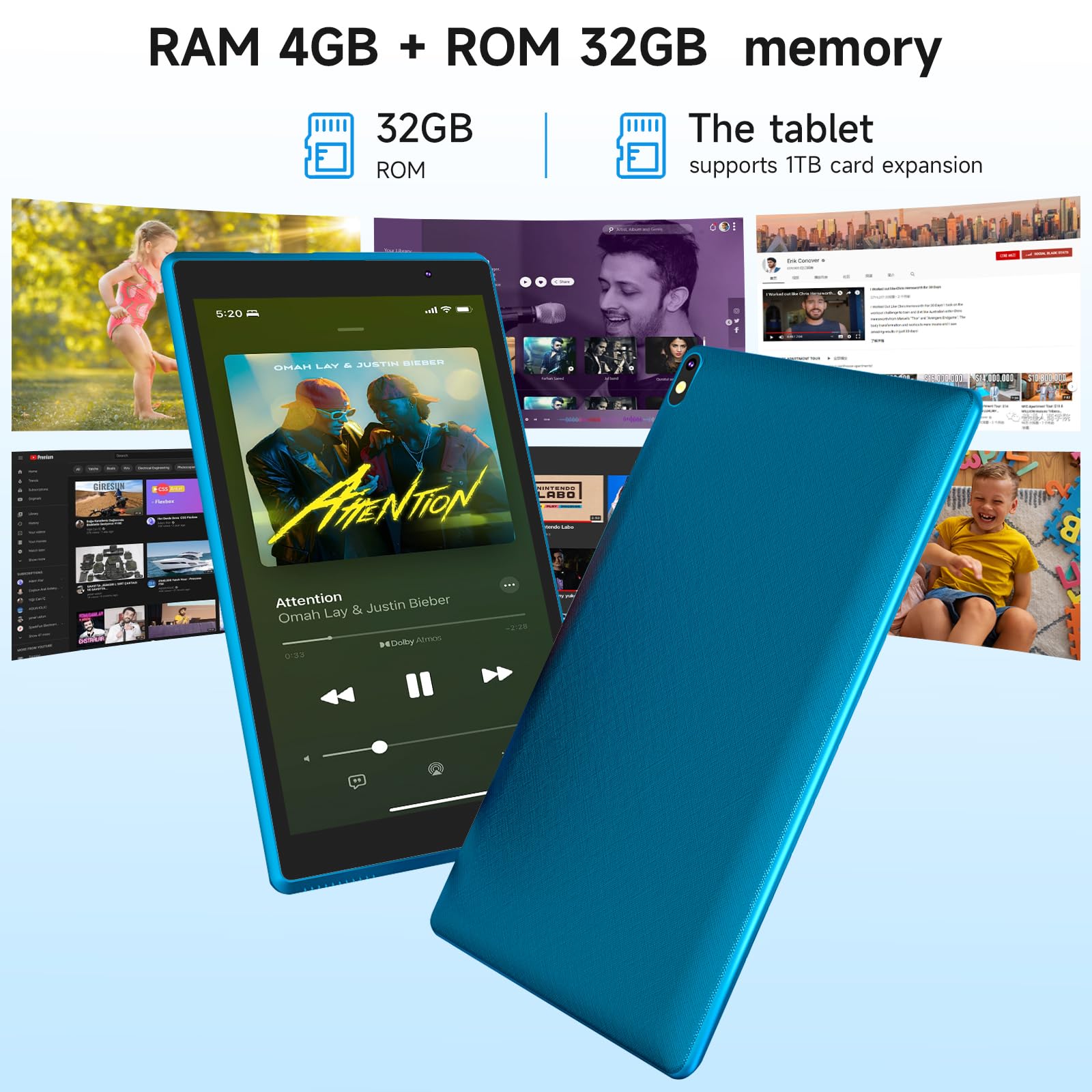 Byandby Tablet 7 Inch Android 12.0 Tablet, 4Gb+32Gb Rom (1Tb Expand), Quad Core, Wifi, Gms, Dual Camera, Educational, Games (Gre