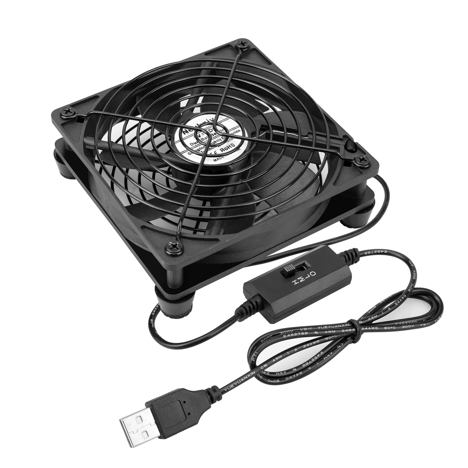 Neukniy Quiet 120mm USB Computer Fan Dual Ball Bearing with Speed Controller 5v Powered Fan for Router Modem Xbox DVR PlayStatio
