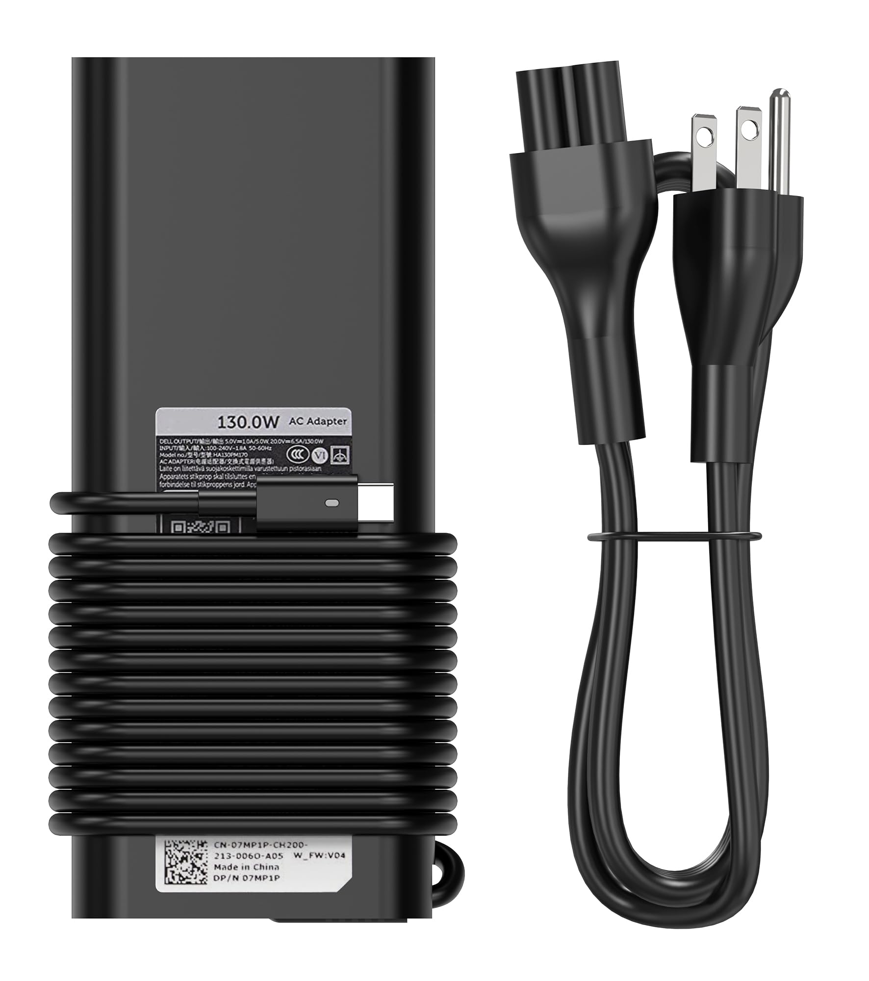 Original Replacement For Dell 130W Laptop Charger Usb C Type C Slim Ac Power Adapter For Dell Xps 17,Precision 5550 5530 2In1,Xps 15 2In1 9575,Da130Pm170 Ha130Pm170 0K00F5 K00F5 0M0H25 M0H25 T4V18