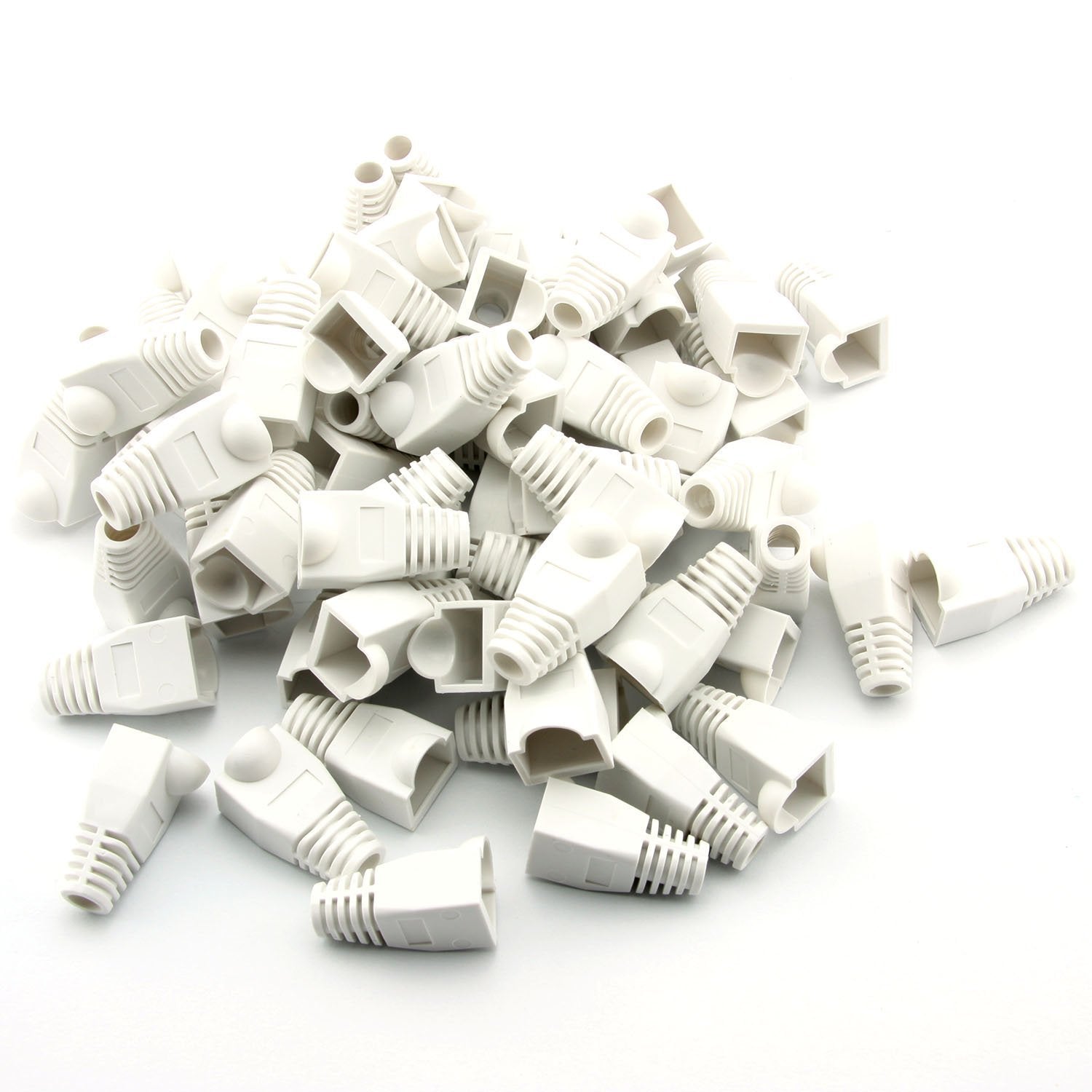100Pcs Cat5E Cat6 Rj45 Cable Strain Relief Boots Ethernet Network Connector Plug Cover (White)