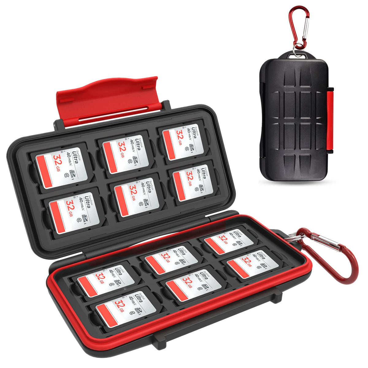 Kiorafoto 12 Slots Sd Sdhc Sdxc Card Holder Case Professional Water Resistant Anti Shock Memory Card Storage Protector Wallet Wi