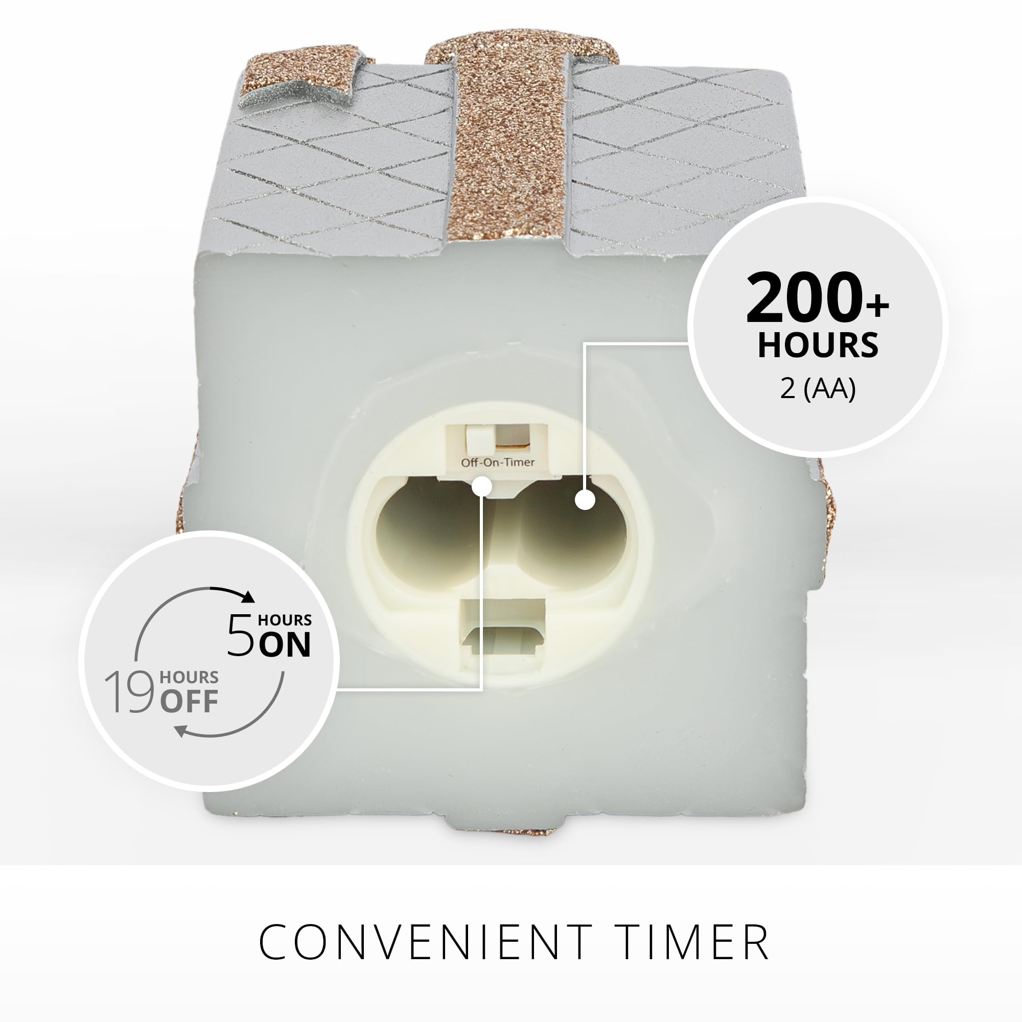 Luminara   Flameless Holiday Led Candle Battery Operated Moving Flame   Silver Gift Box   Pack Of 1 3X4.25   Glitter Ribbon With