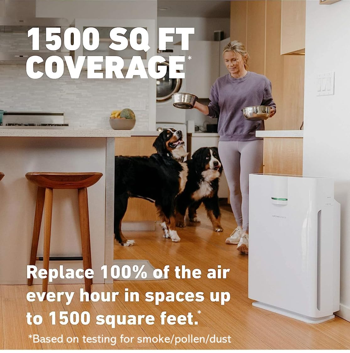 Hathaspace Smart True Hepa Air Purifier For Large Rooms   Eliminates 99.97% Of Dust, Pet Hair, Odors   1500 Sqft Coverage