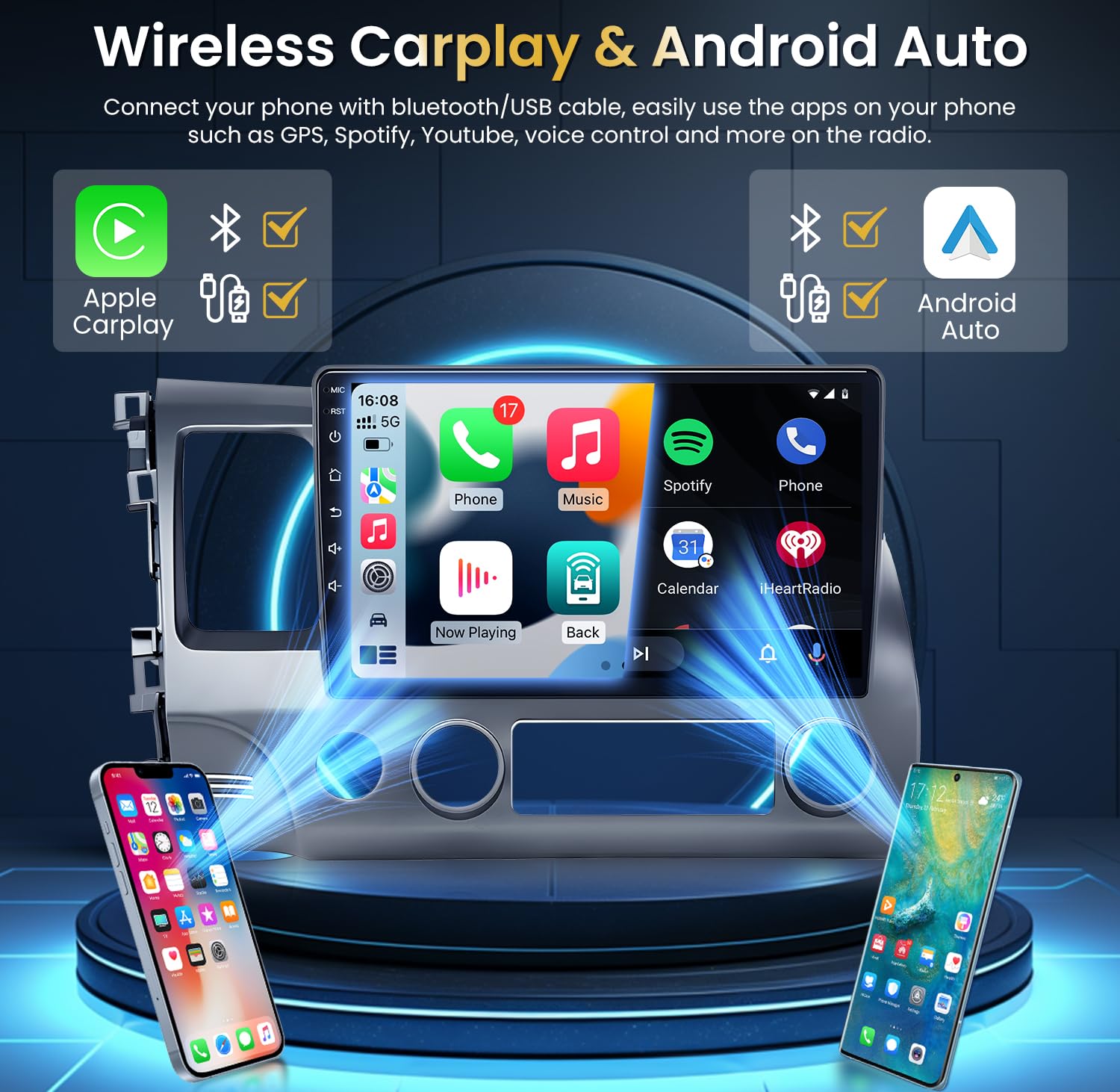 [????????*?????? ????] Car Radio Stereo For Honda Civic 2006 2011: 10.1 Inch Android Touch Screen Head Unit With Backup Camera