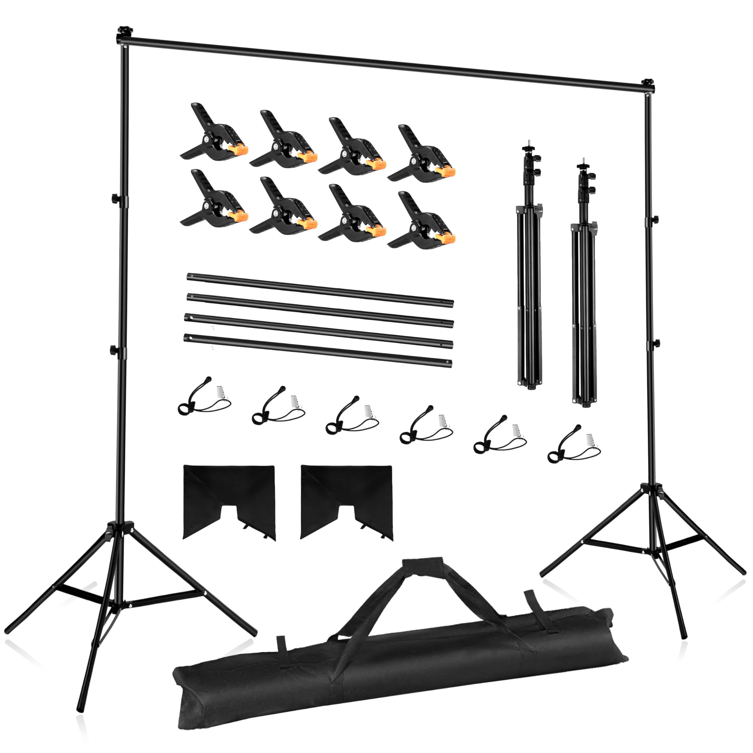 Anautin Backdrop Stand 10X7Ft Adjustable Photo Backdrop Stand Kit Photography Backdrops With 4 Crossbars, Photo Studio Adjustabl