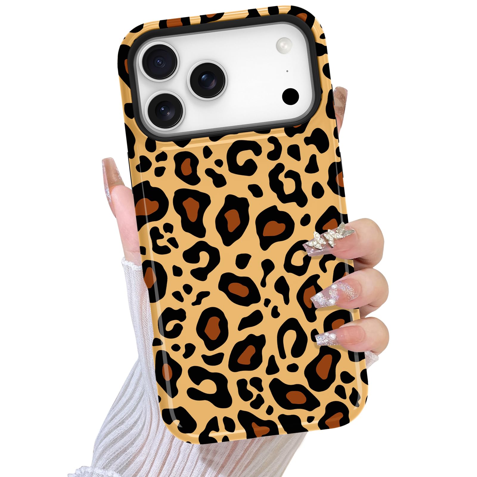 TEAUGHT Compatible with iPhone 17 Pro Case Support for MagSafe Cute Pattern Leopard Cheetah Smooth Print Camera Protection Cover