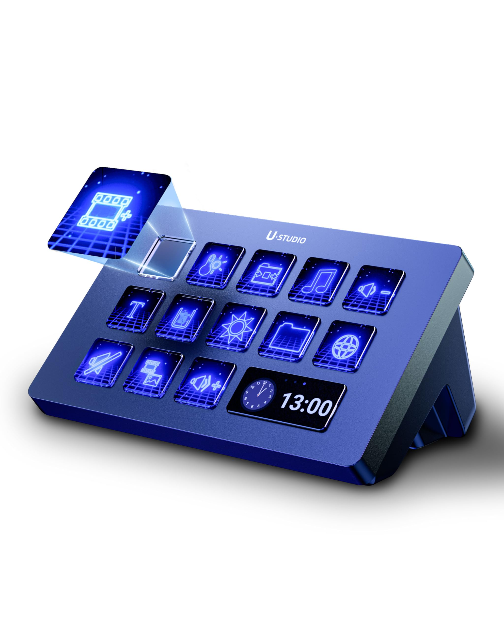 ULANZI Stream Controller Macro Keyboard D200 U-Studio Macro Pad 14 LCD Keys, 13 Customizable Macro Keys Deck to Control Apps and