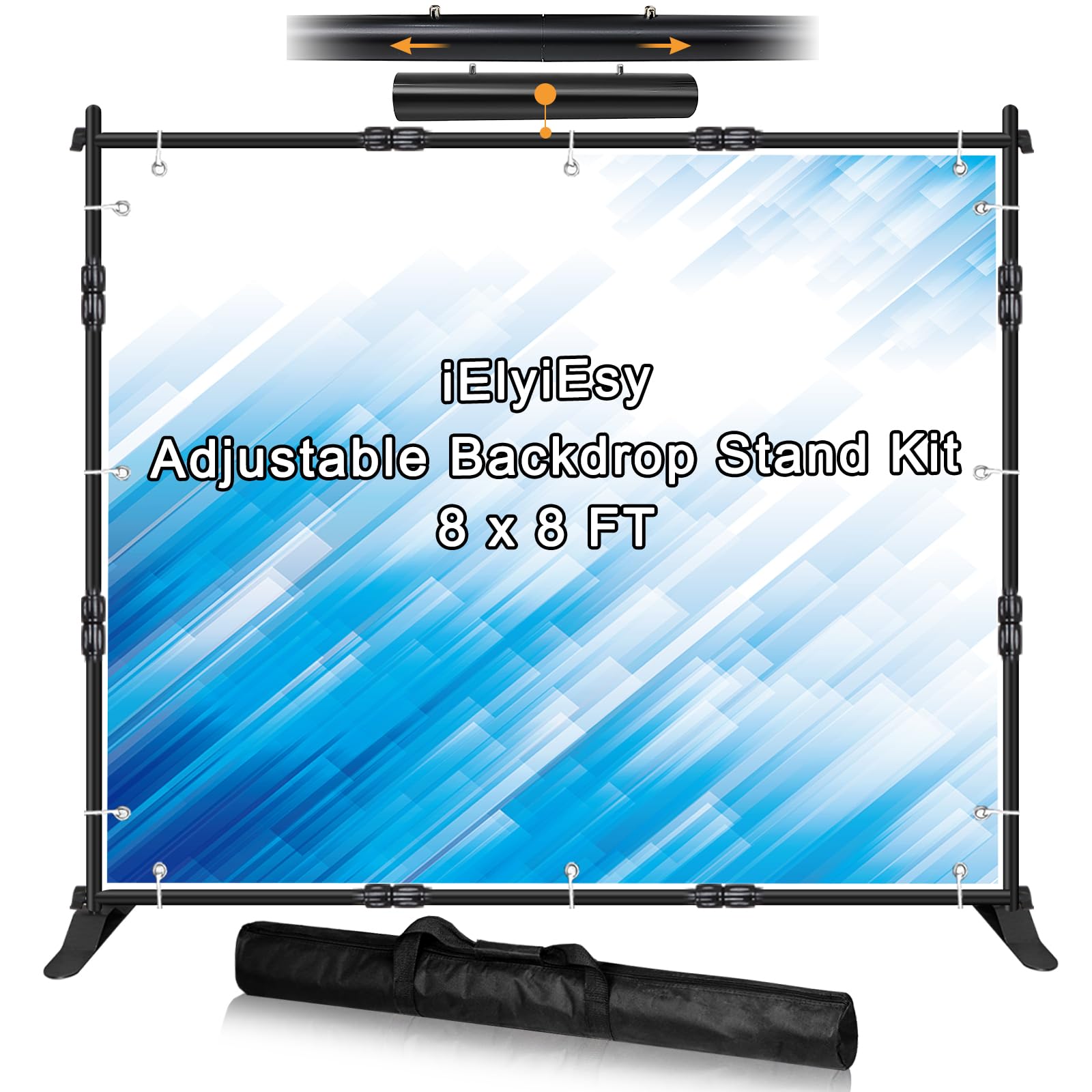 Ielyiesy Backdrop Banner Stand, 8X8Ft Heavy Duty Adjustable Step And Repeat Stand With Carrying Bag For Parties Photo Booth Trad