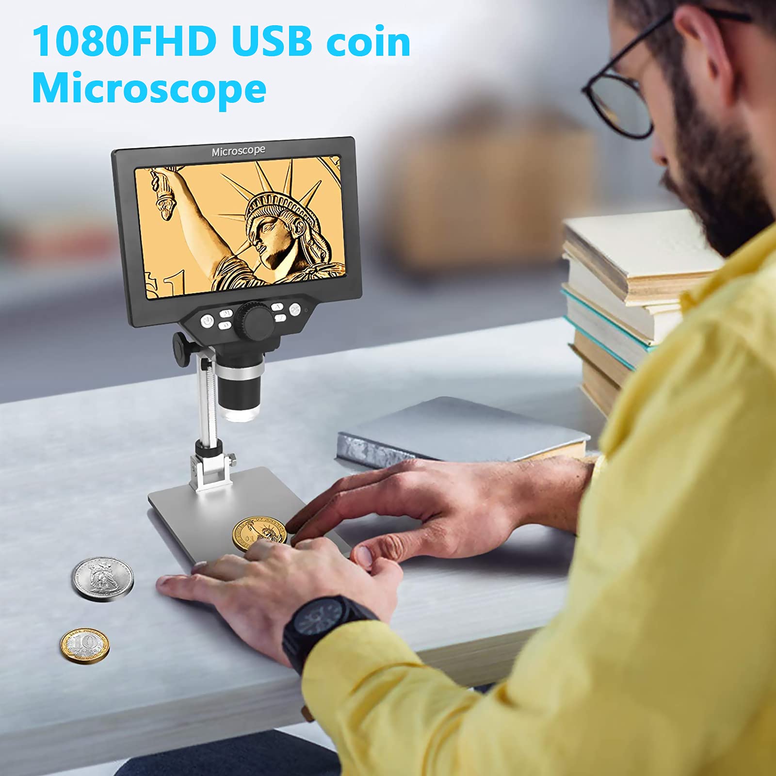 Uf Tools 7 Inch Lcd Digital Microscope With 64Gb Tf Card, 1200X Magnification, 12Mp Ultra Precise Focusing Camera 1080P Video Mi