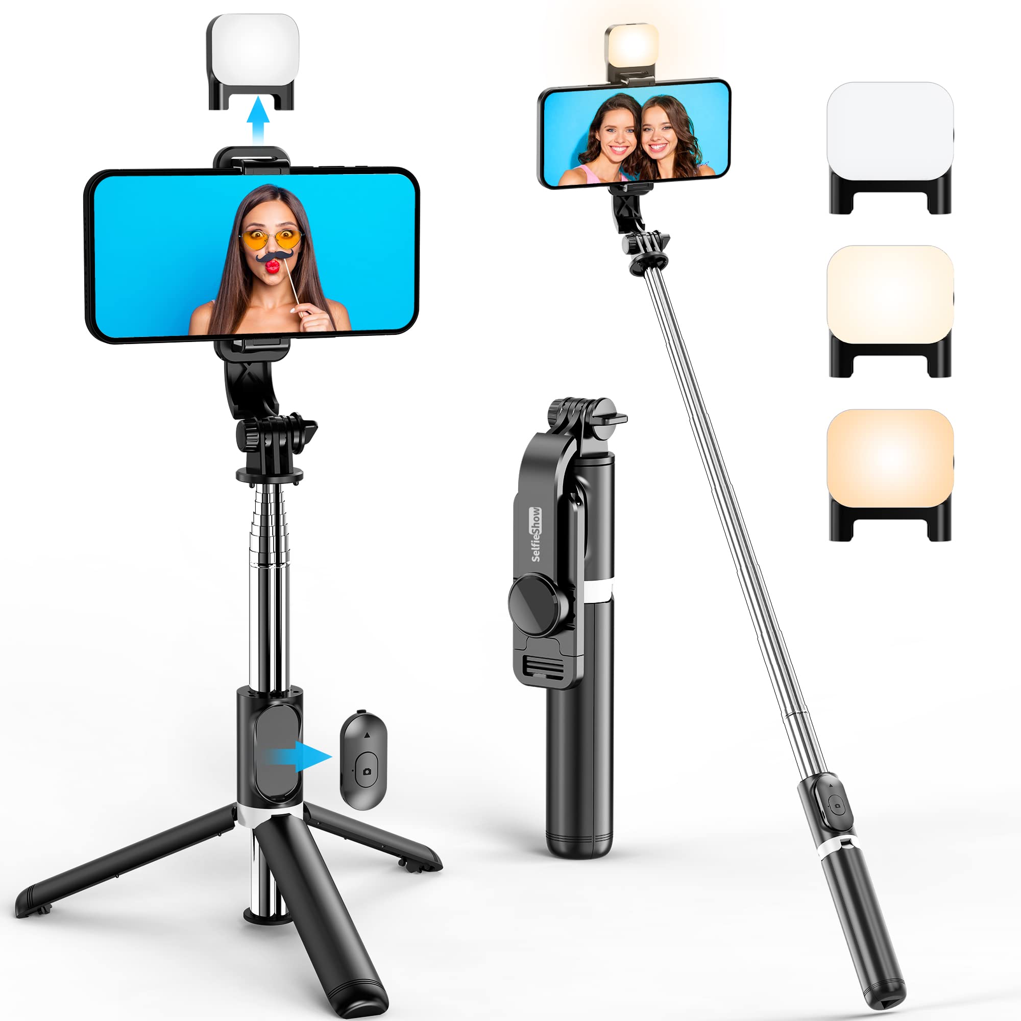 Portable 41 Inch Selfie Stick Phone Tripod With Wireless Remote Extendable Tripod Stand 360 Rotation Compatible With Iphone 14 1