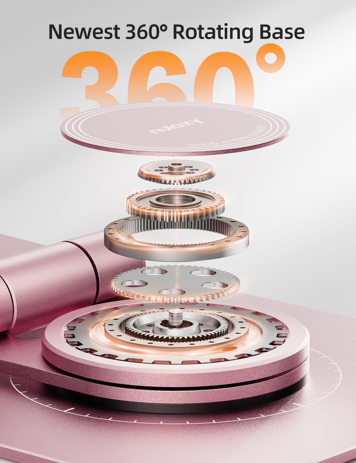 Nulaxy Rotatable Cell Phone Stand, Fully Adjustable Foldable Desktop Phone Holder Cradle Dock, Thick Case Friendly, Compatible W