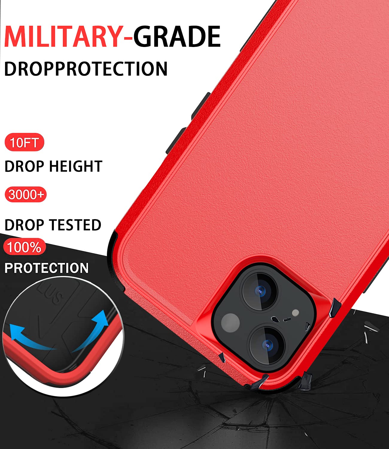 Diverbox For Iphone 13 Case [Shockproof] [Dropproof] [Dust Proof],Heavy Duty Protection Phone Case Cover For Apple Iphone 13 (Re