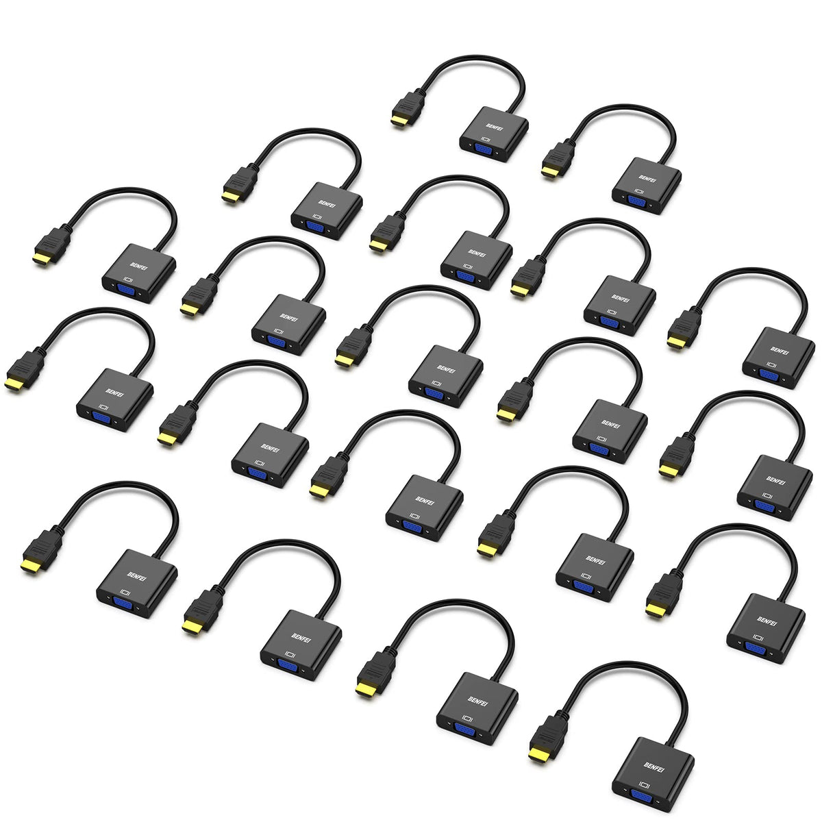 Benfei Hdmi To Vga, 20 Pack, Gold Plated Hdmi To Vga Adapter (Male To Female) For Computer, Desktop, Laptop, Pc, Monitor, Projec