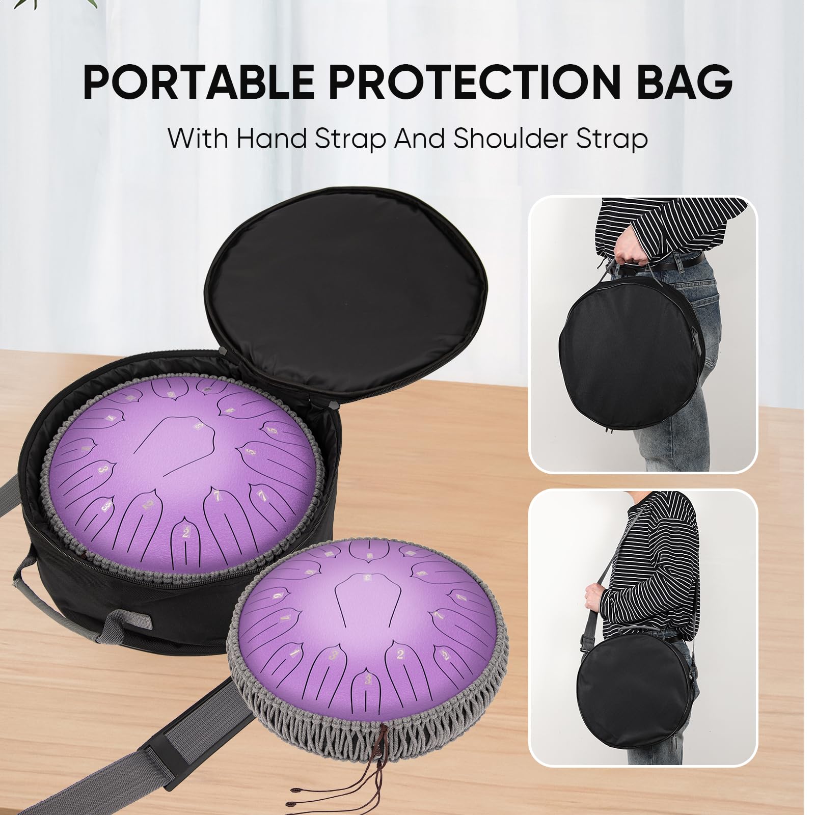 Steel Tongue Drum 12 Inch 15 Notes: Handpan Drums Set With Music Book Mallets Carry Bag - Hand Pan Instrument For Adults Musical