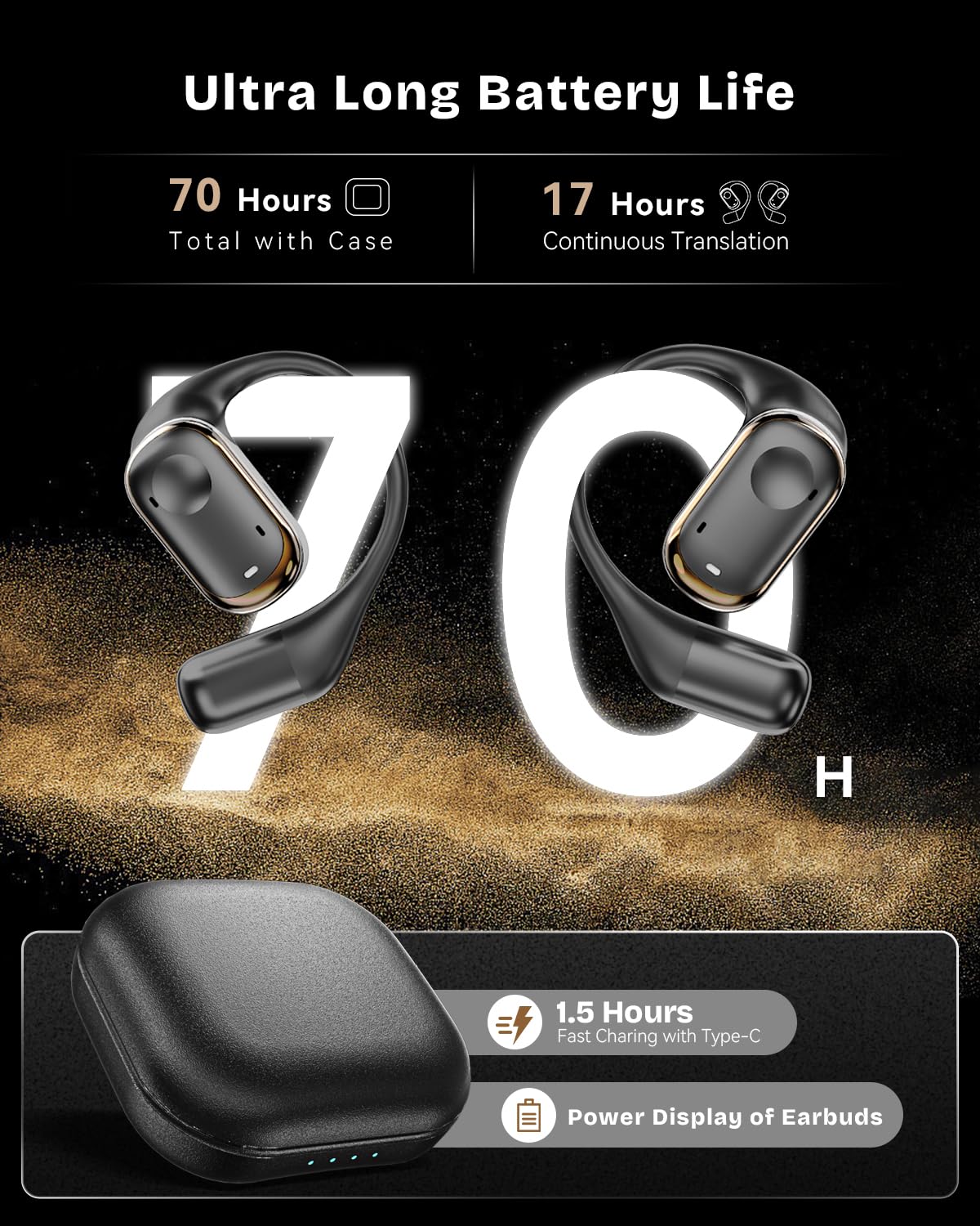 Ai Translator Earbuds Real Time,70 Playtime 150 Languages Translation Earbuds,3-In-1 Translating Earbuds With 6 Modes,Translatio