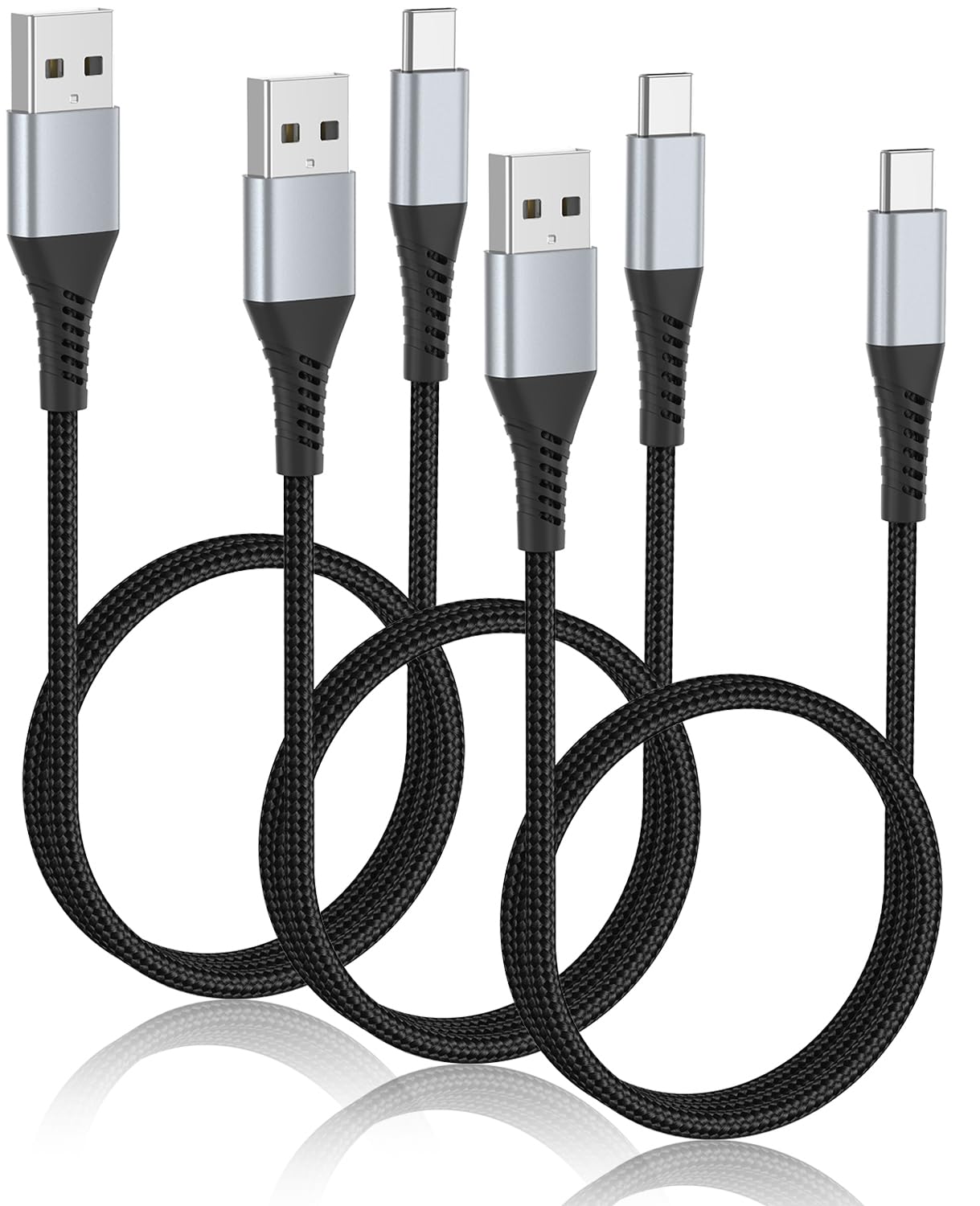 2Ft Usb C Cable, 3 Pack Braided Usb A To Usb C Charging Cord For Car, Usb 2.0 Android Auto Short Type C Cable Compatible With Ip