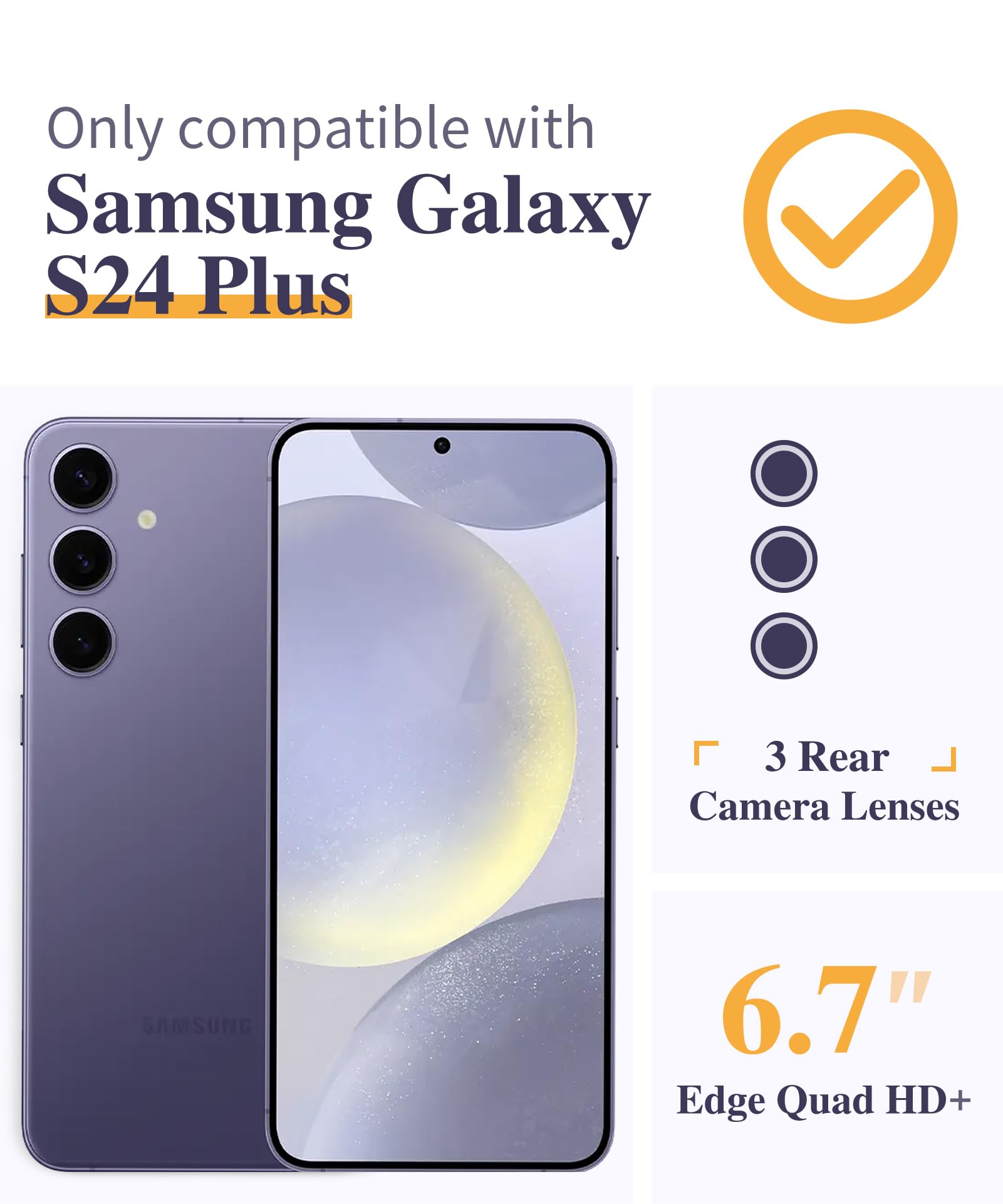 Gviewin For Samsung Galaxy S24 Plus Case With Screen Protector+Camera Lens Protector, Clear Stylish Christmas Pattern Slim Prote