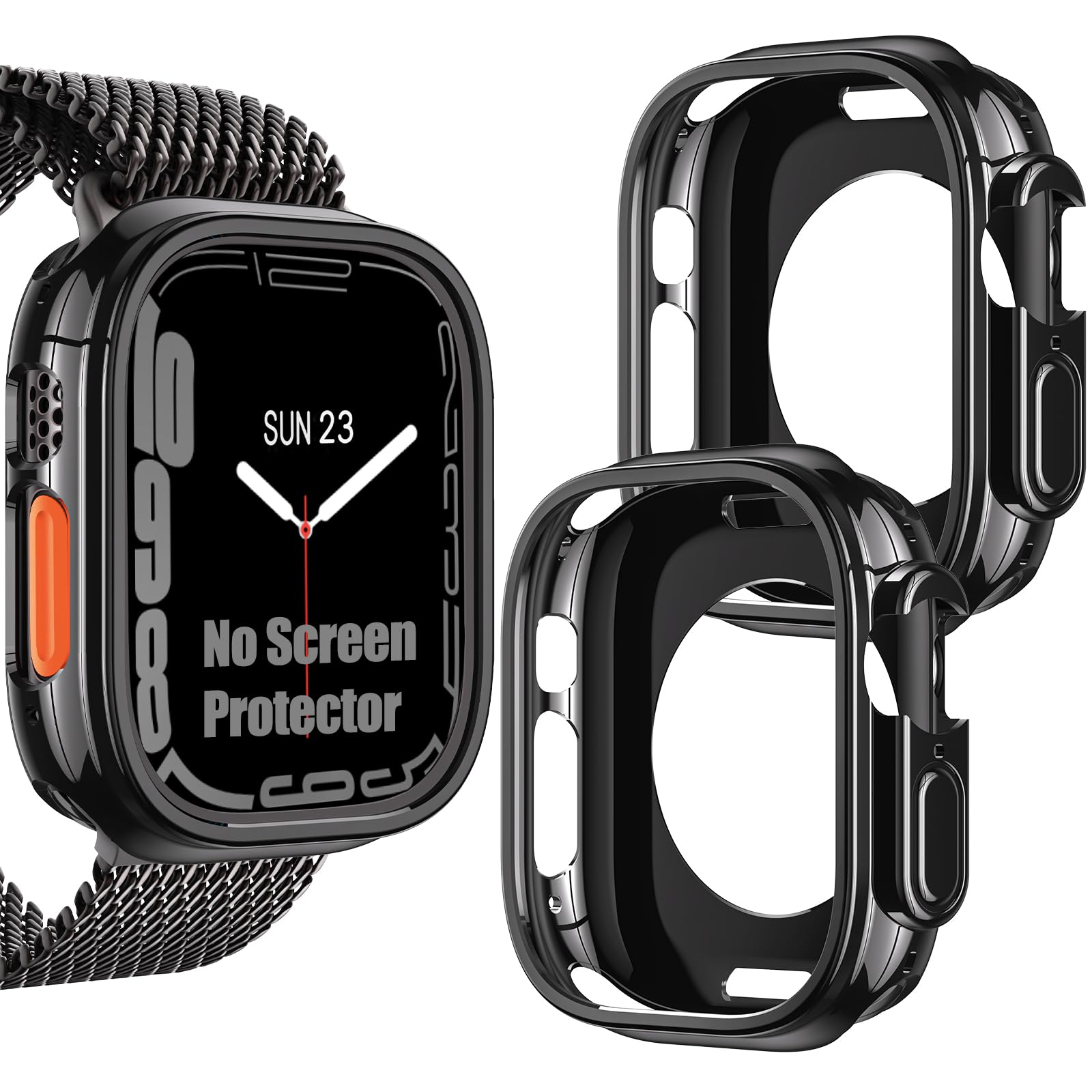 [2 Pack] Goton Bumper Case For Apple Watch Series Ultra 2 Ultra 49Mm, Ultra Thin Soft Tpu Shockproof Case Cover Bumper Protector