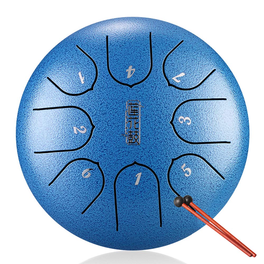 Excluzo 6In Metal Tongue Drum Mini 8Tone Hand Pan Drums With Drumsticks Percussion Musical Instruments