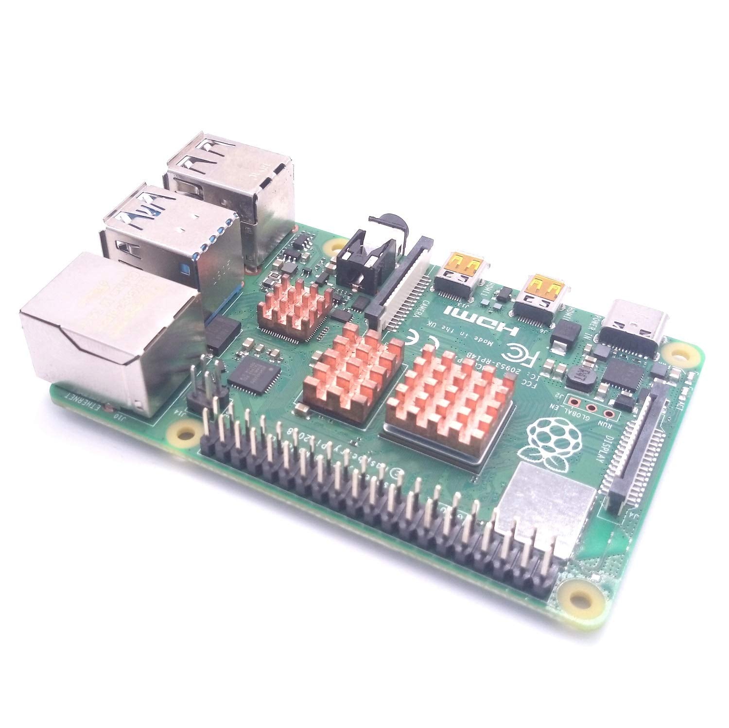 Easycargo Raspberry Pi 4 Heatsink Copper Kit + 3M 8810 Thermal Conductive Adhesive Tape, Raspberry Pi Copper Heatsink For Cooling Raspberry Pi 4 B, Raspberry Pi 3 B+ (Copper 4Pcs)