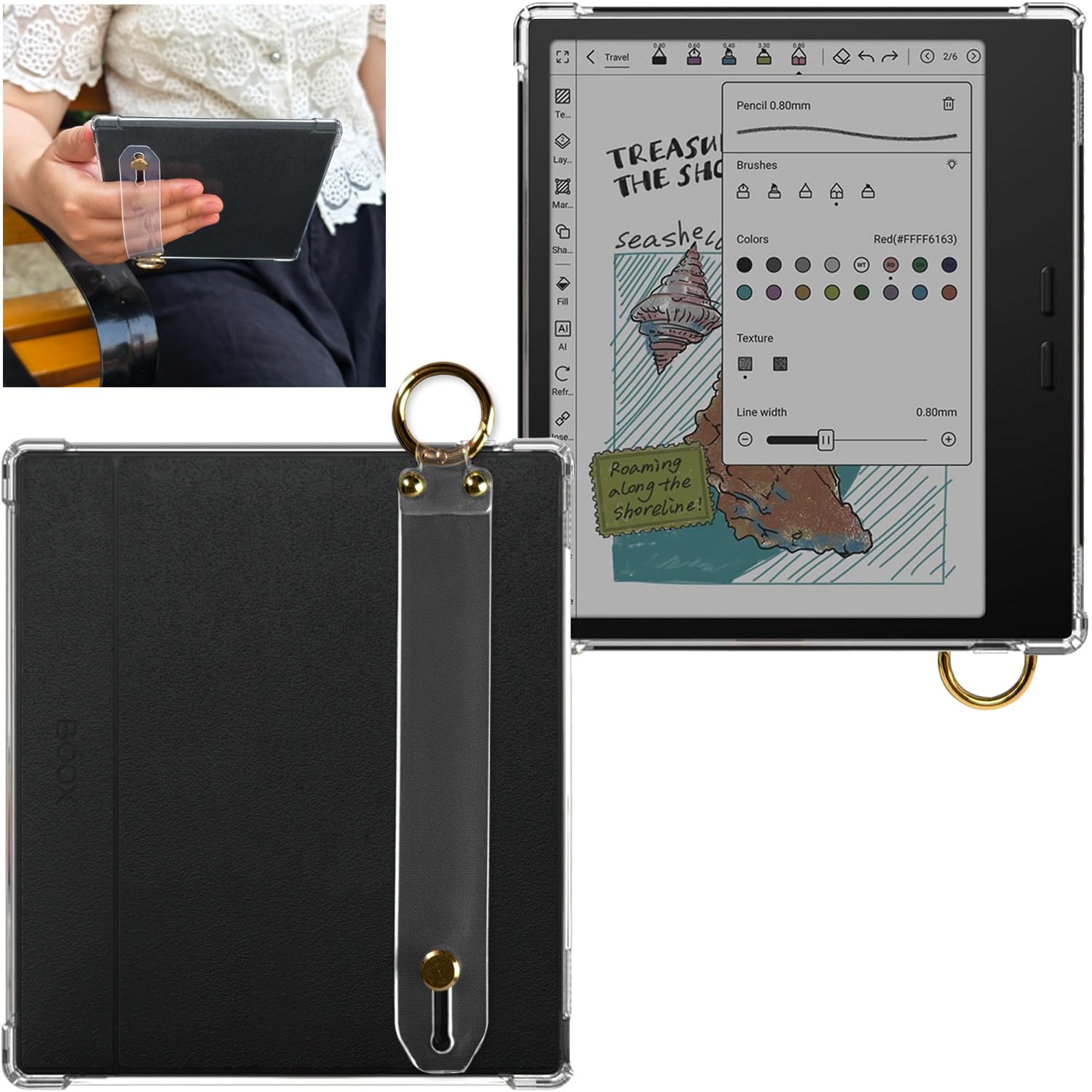 UMUBUHOMS Hand-held Clear Designed for Onyx Boox Go Color 7 (2024/2025) / Boox Go 7 E Ink Tablet Case 7 Back Cover Lightweight, 