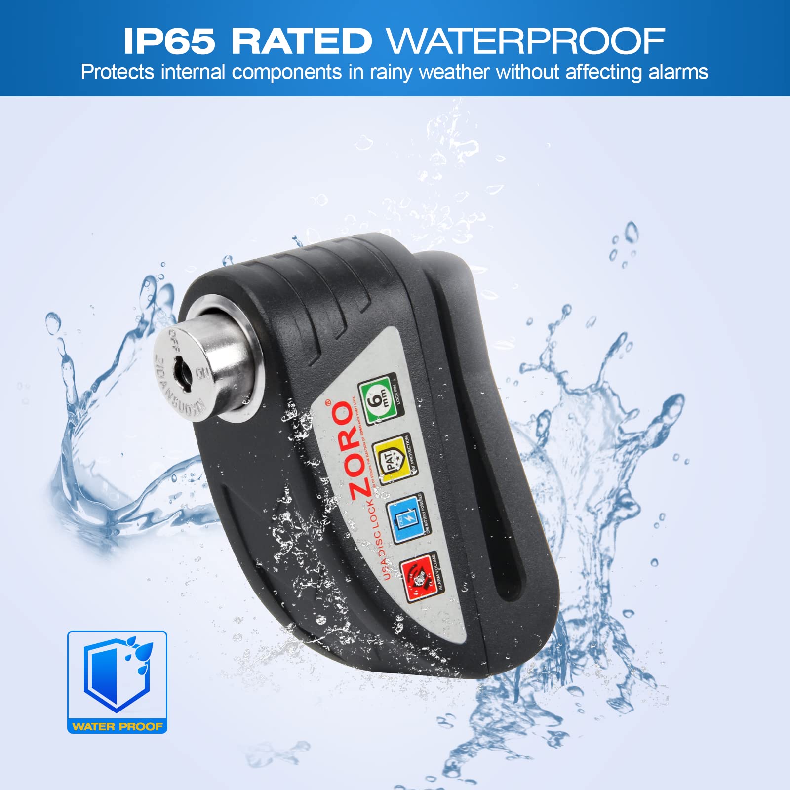 Opsoopi Motorcycle Lock, Disc Brake Lock With 130Db Alarm Sound Heavy Duty Motorcycle Locks Anti Theft Waterproof For Motorcycle