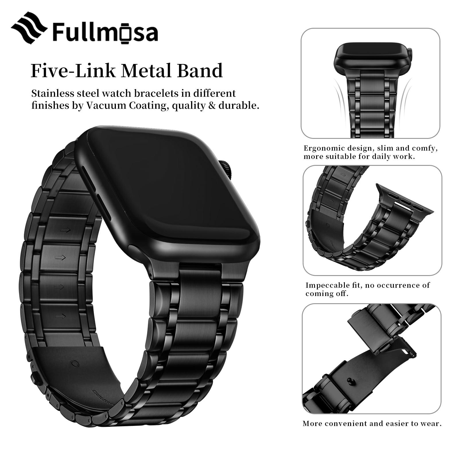 Fullmosa Bands Compatible Apple Watch 46Mm 45Mm 44Mm 42Mm 49Mm 41Mm 40Mm 38Mm, Stainless Steel Iwatch Band With Case For Apple W
