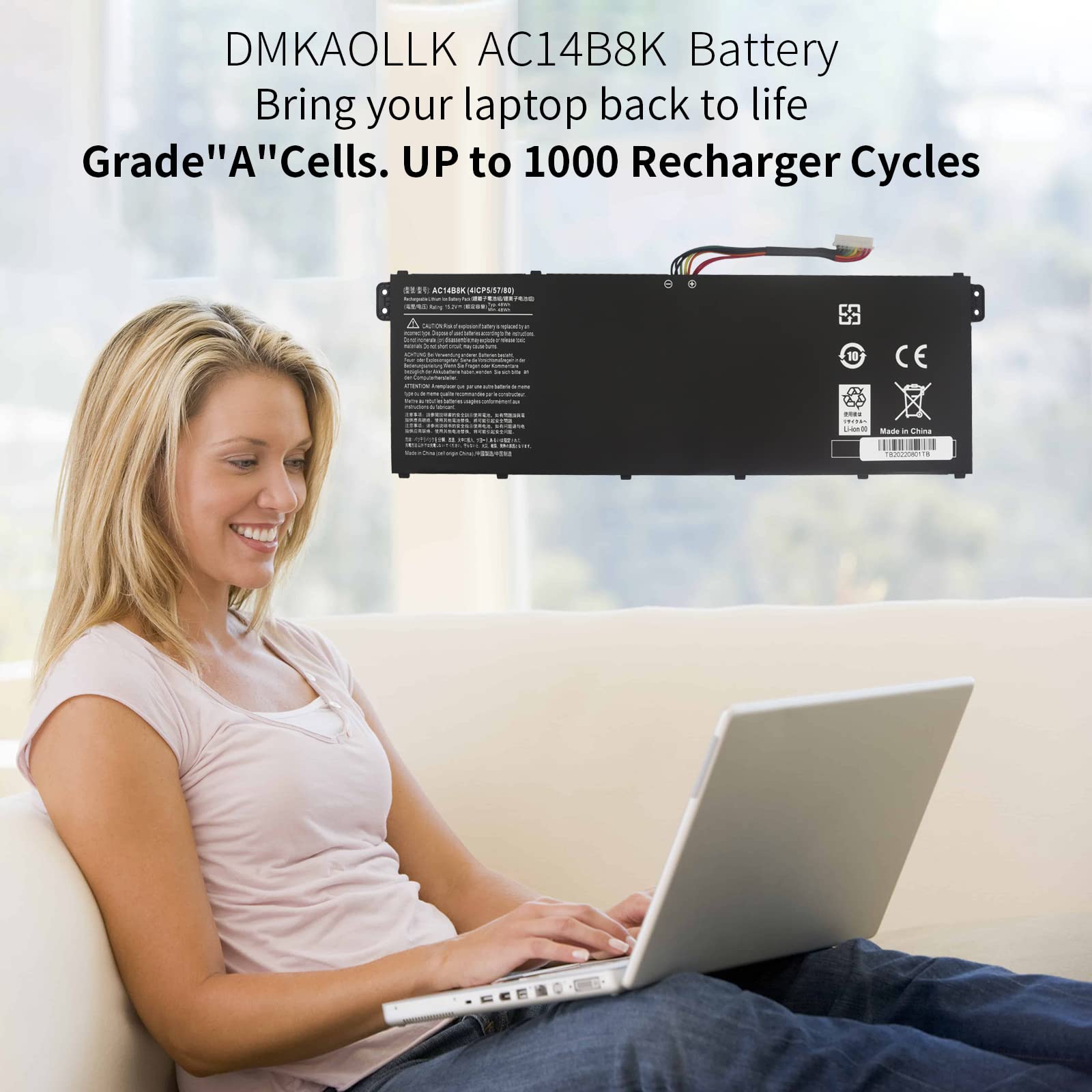 Ac14B8K Battery For Acer Predator Helios 300 N17C1 Ph315 51 Ph315 52 G3 571 G3 572 N18Q13 Nitro 5 An515 An515 53 An515 54 Aspire