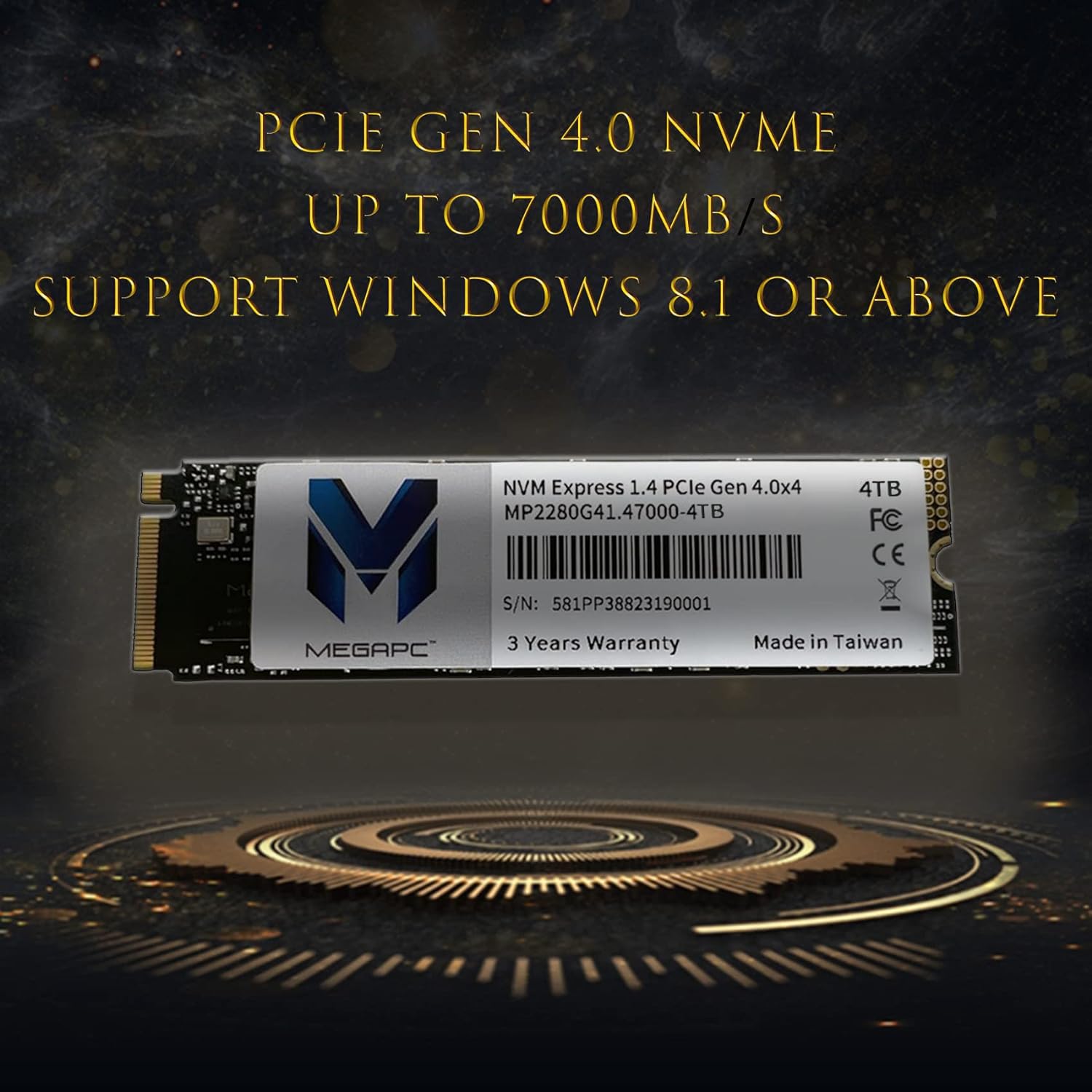 Megapc Pcie Ssd 4Tb Nvme M.2 2280 Internal Solid State Hard Drive, Interface Pcie Gen 4.0 X4, Speed Up To 7000 Mb/S, Storage And