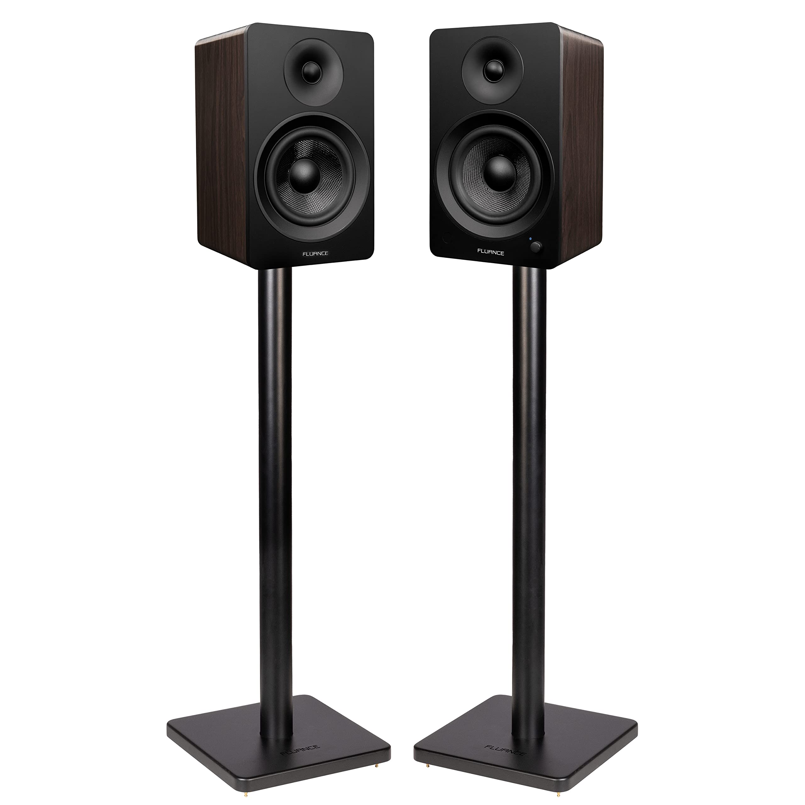 Fluance Ai61 Powered 2-Way 2.0 Stereo Bookshelf Speakers with Speaker Stands 6.5 Drivers 120W Amplifier for Turntable Bluetooth