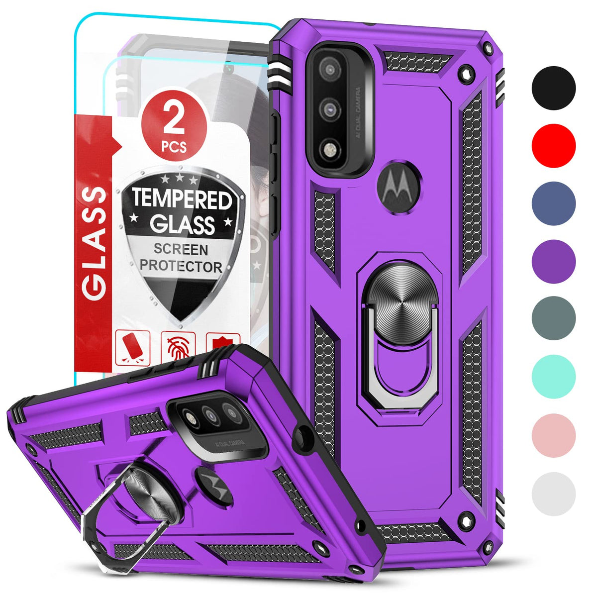 Leyi For G Pure Case, Moto G Power 2022 / G Play 2023 Case With Tempered Glass Screen Protector, [Military Grade] Case Cover Wit