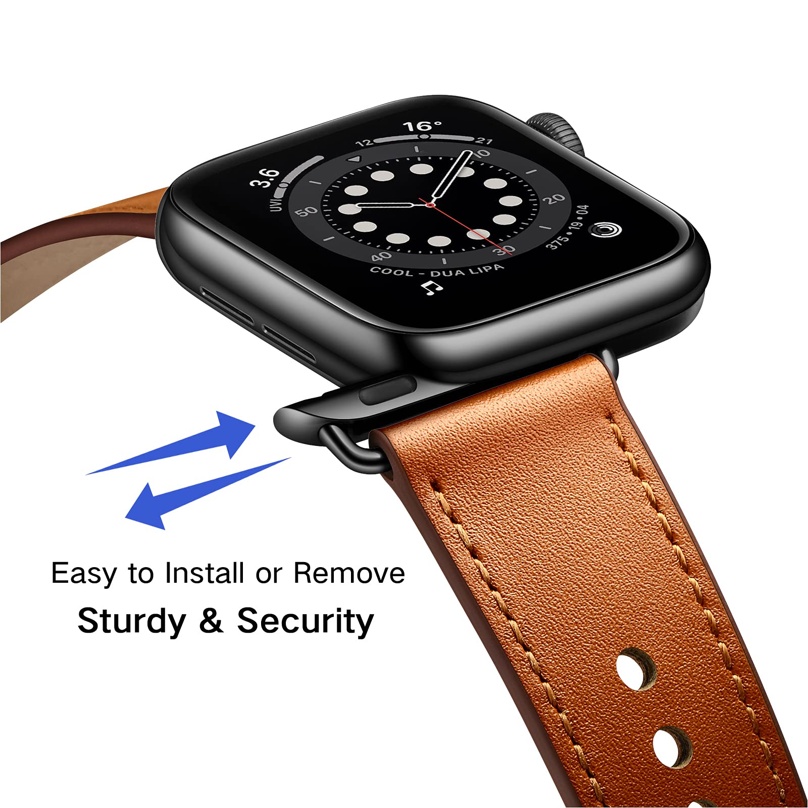Ouheng Compatible With Apple Watch Band 42Mm/41Mm/40Mm/38Mm, Genuine Leather Bands Replacement Strap For Iwatch Se2 Se Series 10