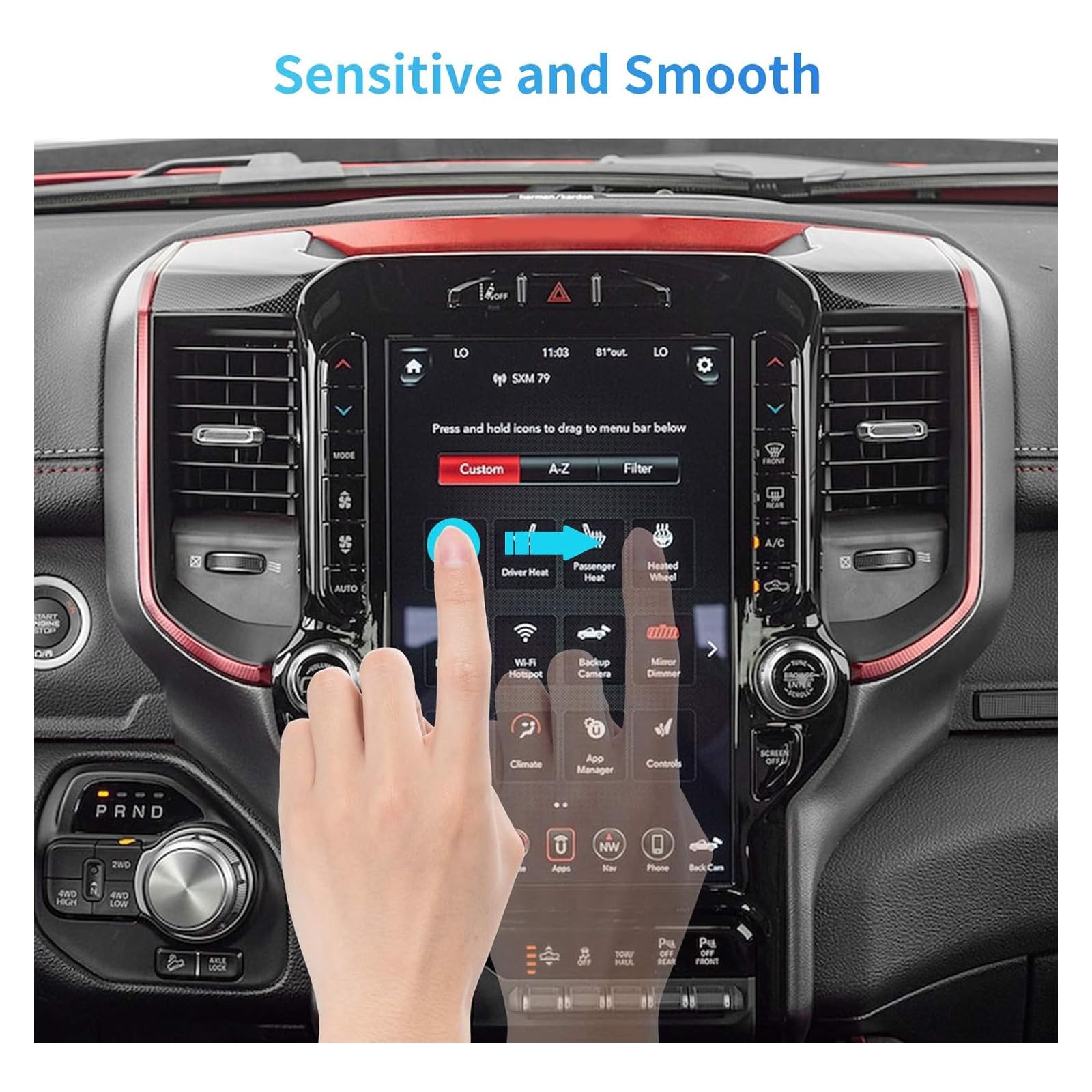 Carwiner Compatible With Dodge Ram Matte Screen Protector 12 Inch 2019 2025 1500 2500 3500 Anti Glare Fingerprint Navigation Protection Tempered Glass Accessories (Matte)