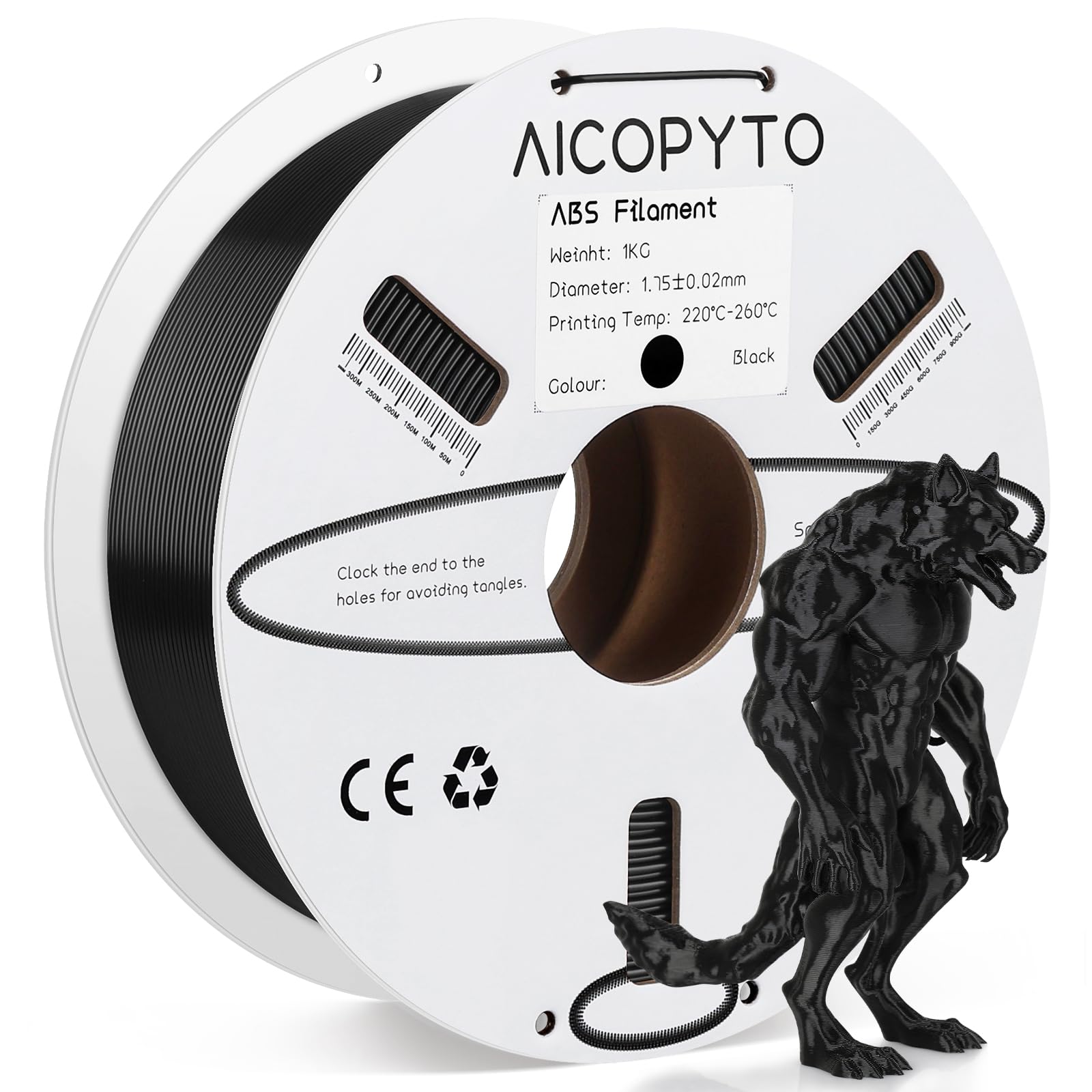 AICOPYTO ABS Filament 1.75mm, 3D Printer Filament Dimensional Accuracy +/- 0.02mm, 1KG Cardboard Spool (2.2 lbs) 3D Printing Fil