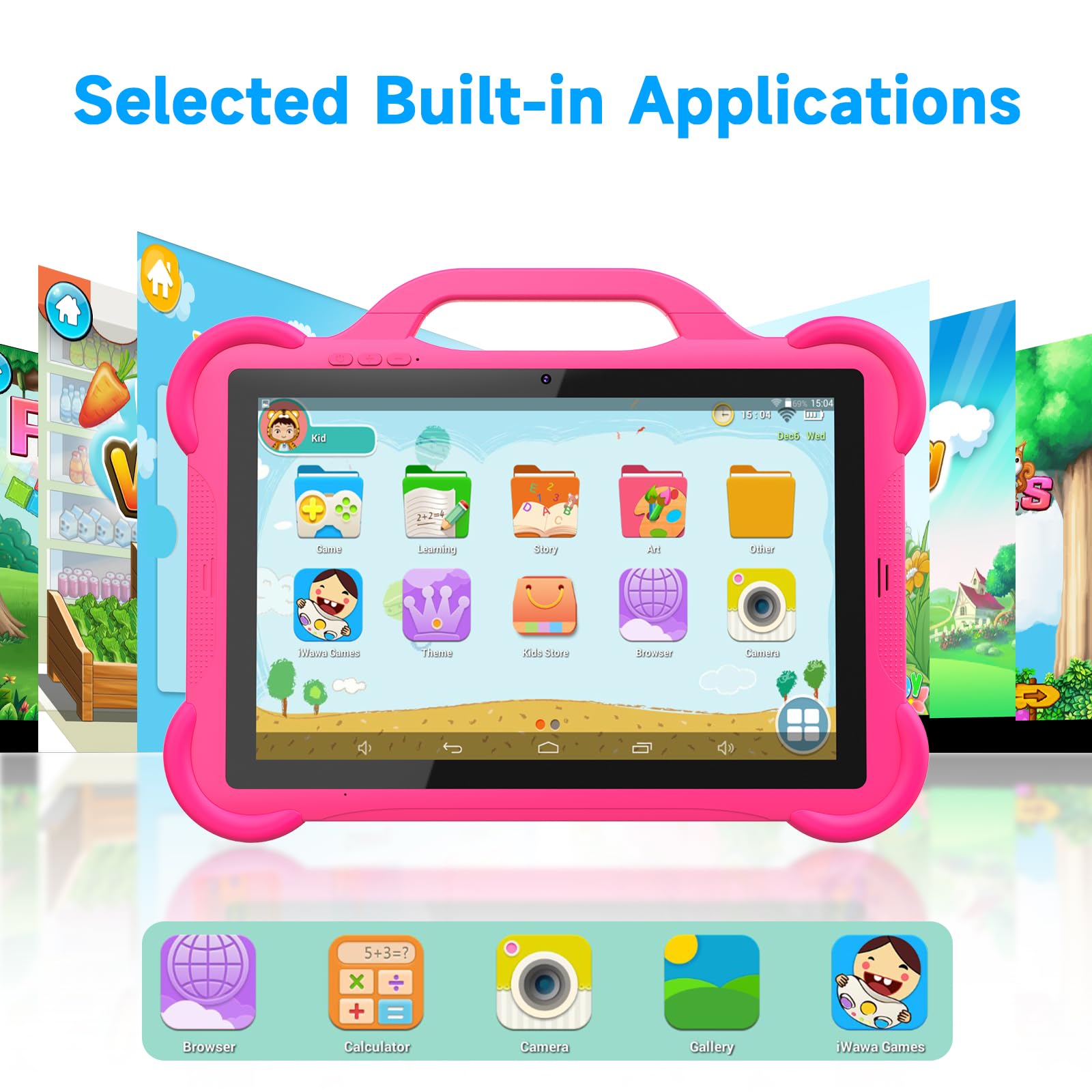 Android 13 Kids Tablet Toddler Tablet For Kids 10 Inch Tablet, 8Gb Ram+64Gb Rom Tableta For Boys Girls, 10.1'' Ips Safety Eye Pr