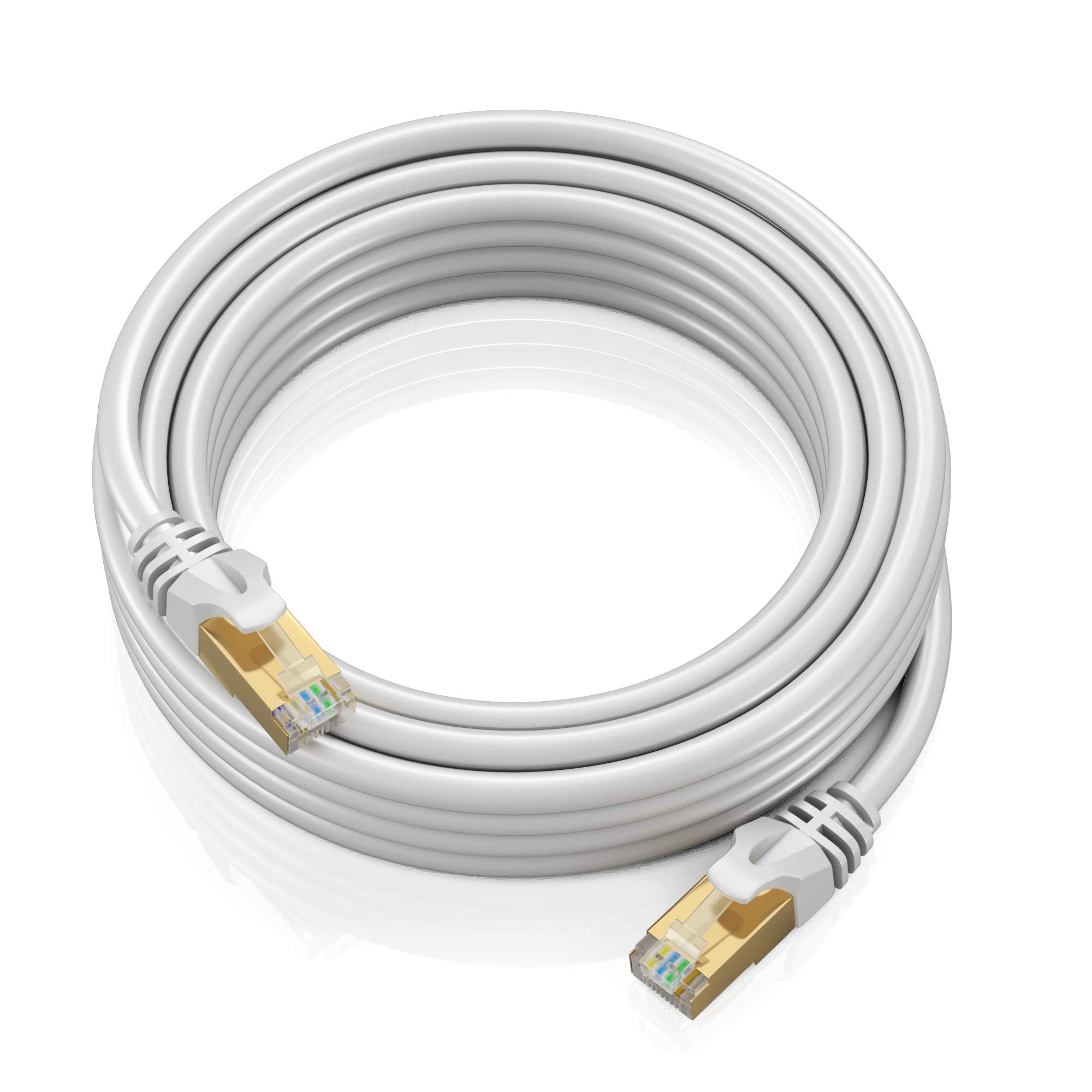 Cat 7 Ethernet Cable 20 Ft   High Speed Internet & Network Lan Patch Cable, Rj45 Connectors   20Ft / White   Perfect For Gaming, Streaming, And More
