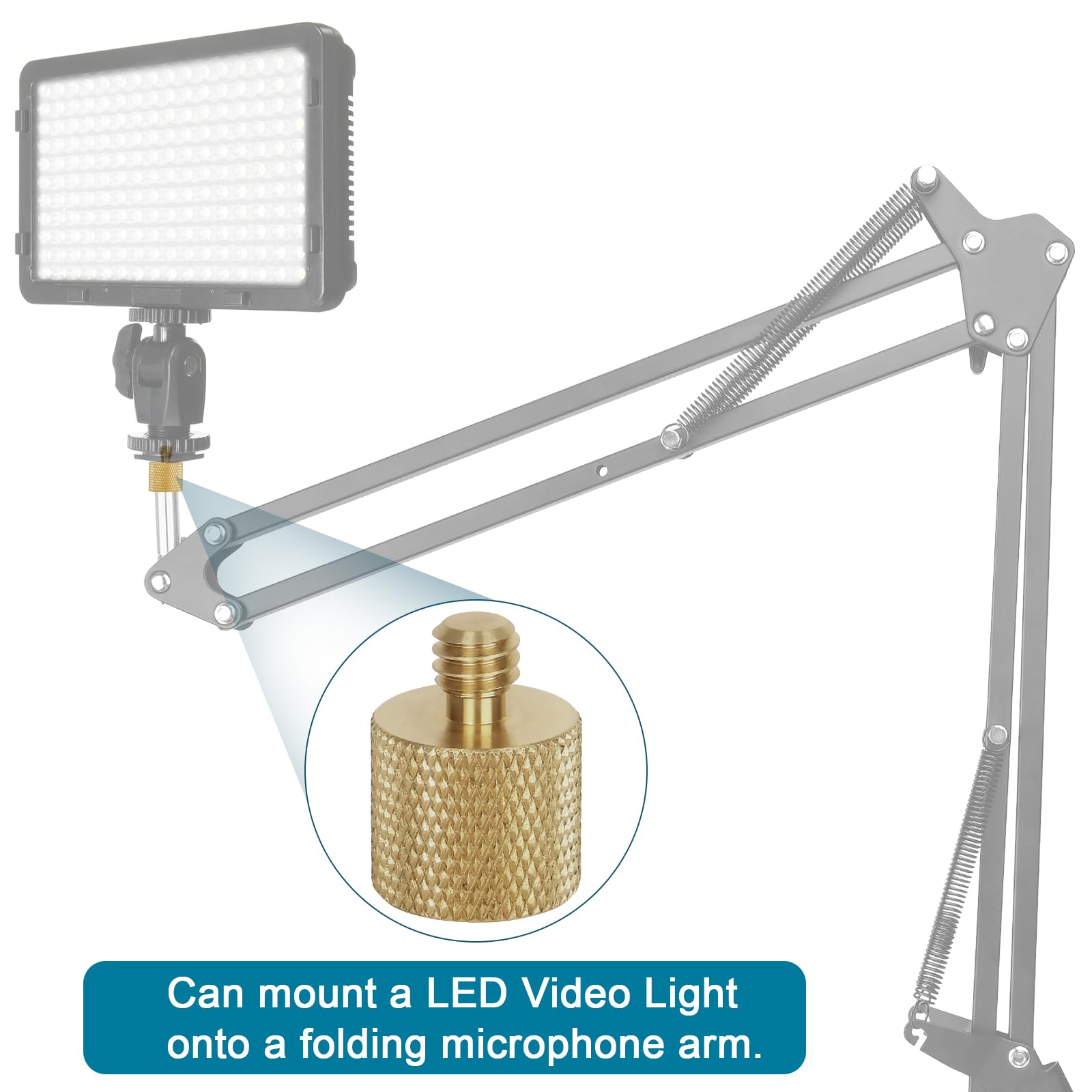Standard 3/8-16 Female To 1/4-20 Male Tripod Thread Reducer Screw Adapter (Brass) Precision Made (2 Pack)