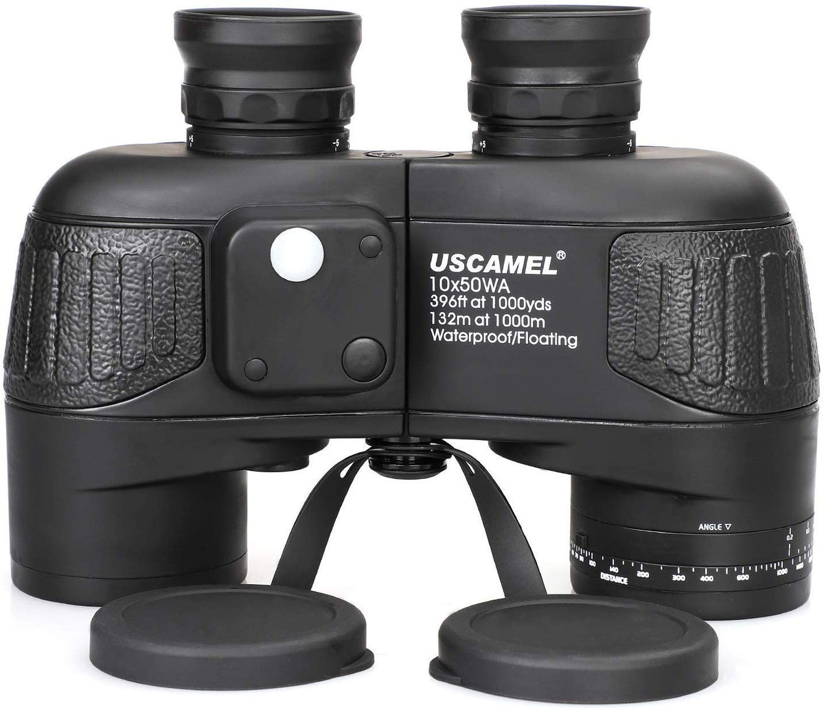Uscamel 10X50 Marine Binoculars For Adults, Waterproof Binoculars With Rangefinder Compass Bak4 Prism Fmc Lens Fogproof For Navi