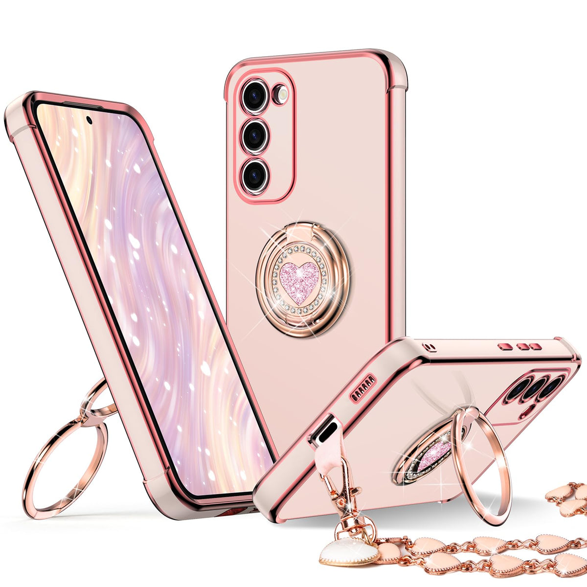 Xyz For Galaxy S23 Case With Stand, For Samsung Galaxy S23 Case With Double Ring, Women Girls Bling Luxury Phone Case For Samsun