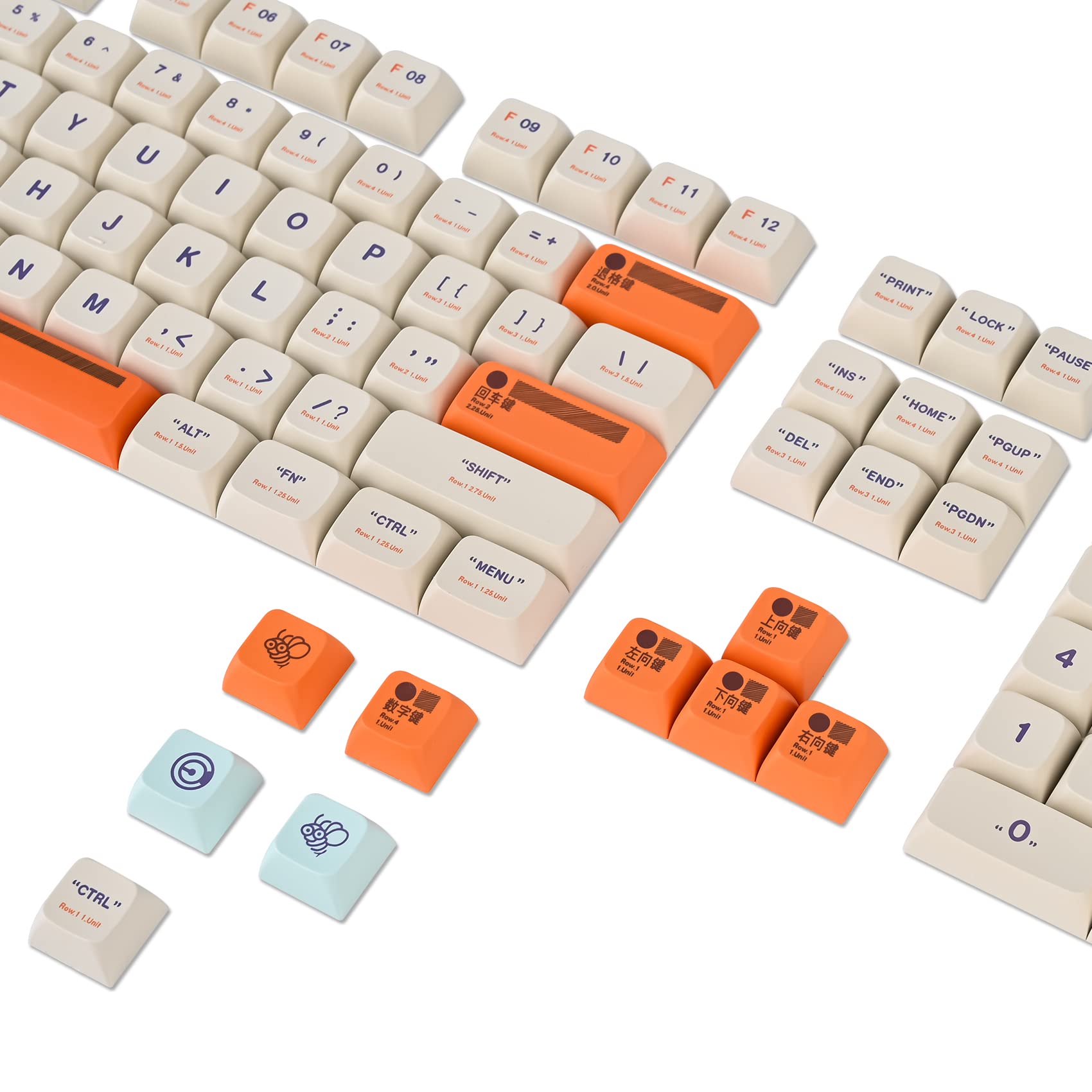 Guffercty Kred Xda Profile Keycaps Set 142 Key Retro Plastic Theme Keycaps For 60% 65% 100 Cherry Mx Gaming Keyboard (Plastic)