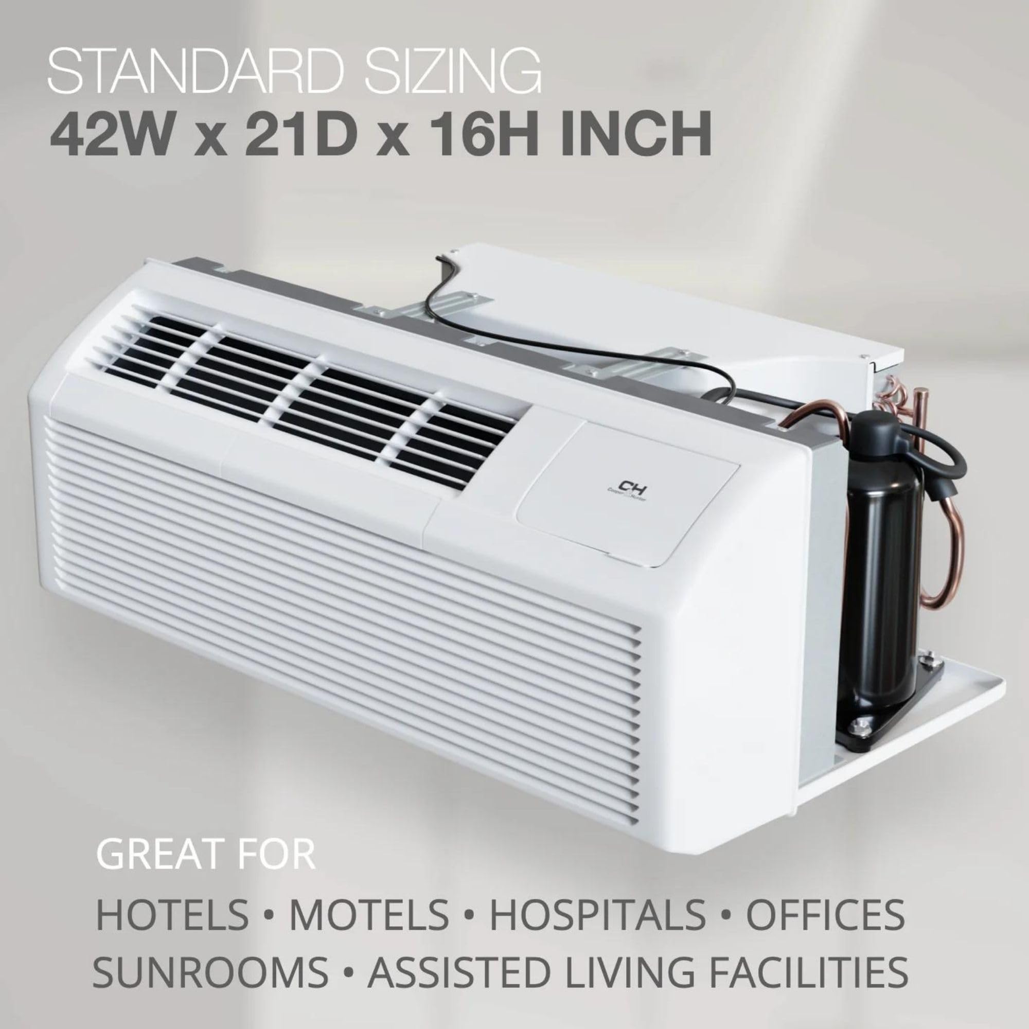 Cooper & Hunter 9,000 Btu Ptac Packaged Terminal Air Conditioner & Heat Pump - Built-In 3.5Kw Electric Heater - Includes Wireles