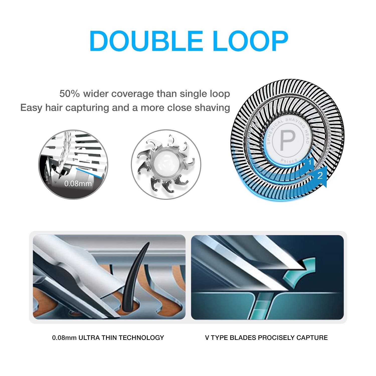 Phisco Electric Shaver Razor For Men With Floating Rotary Razor Ipx7 Led Display Rechargeable Dry/Wet Men'S, Electric Shavers Fo