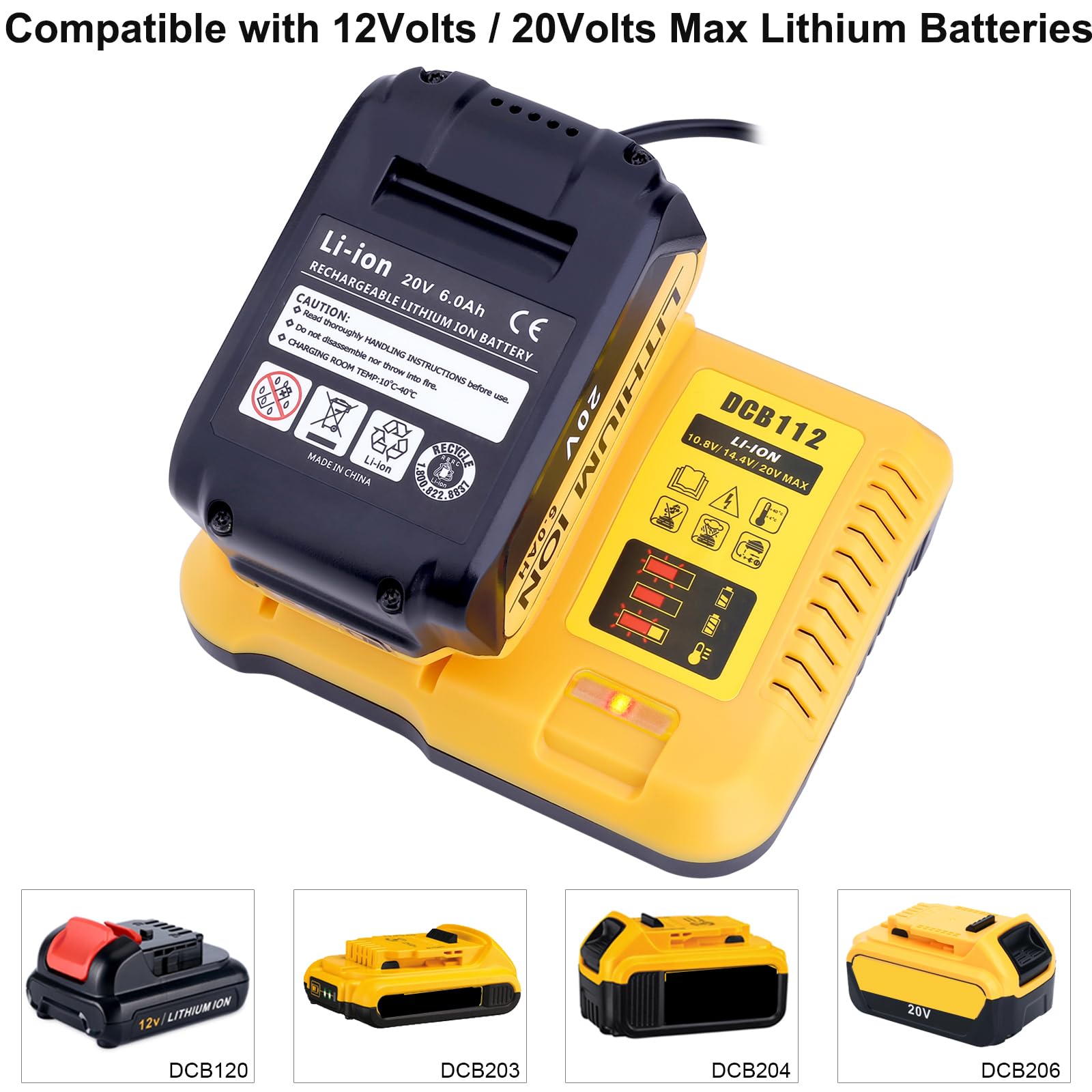 Dcb112 Battery Charger Replacement For 12V 20V And 60V Max Lithium Ion Battery Dcb201 Dcb200 Dcb612 Dcb609 2 Dcb609 Dcb606 Dcb60