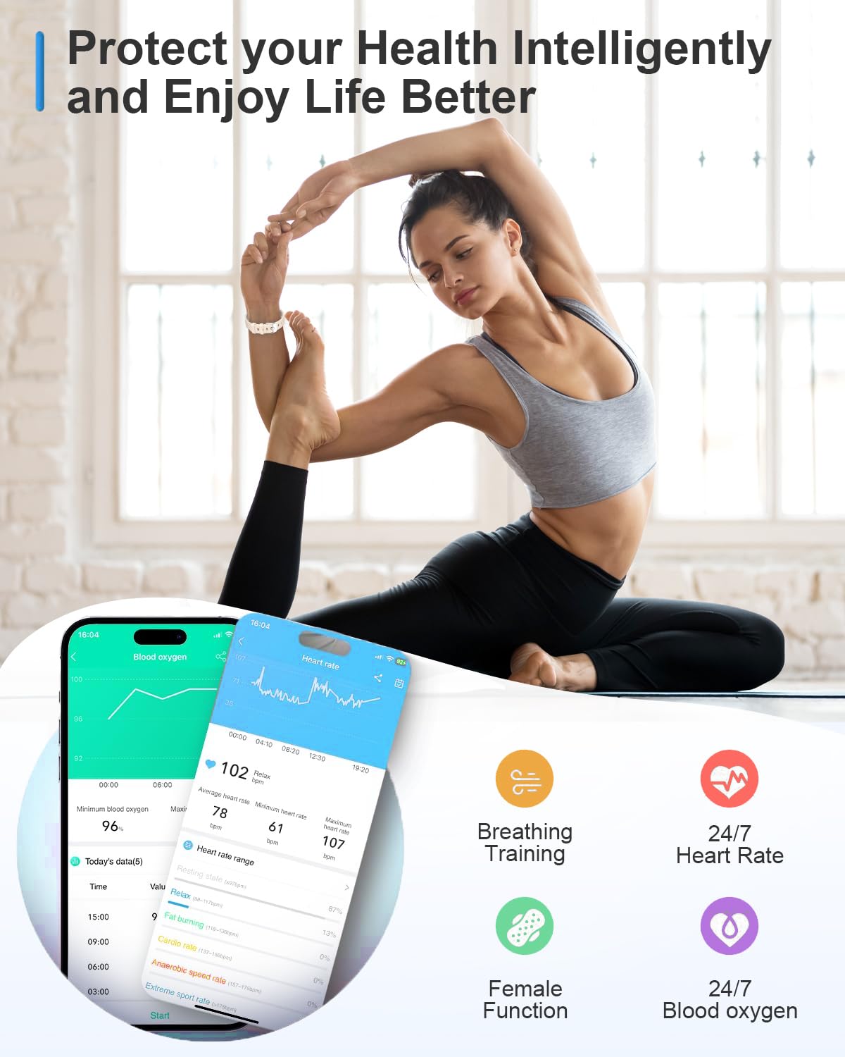 Smart Watch (Answer/Make Calls), 1.19 '' Smart Watches For Women 110+ Sports Modes Fitness Tracker With Blood Pressure/Heart Rat