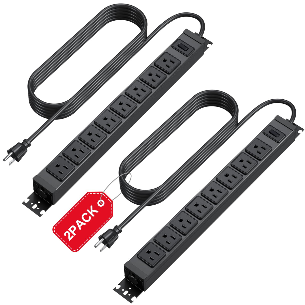 Hhsoet 2 Pack Metal 360 Rotating Mountable Power Strip 8 Outlet Gaming Table Mounted Outlet Strip Heavy Duty Wall Mount Surge Pr