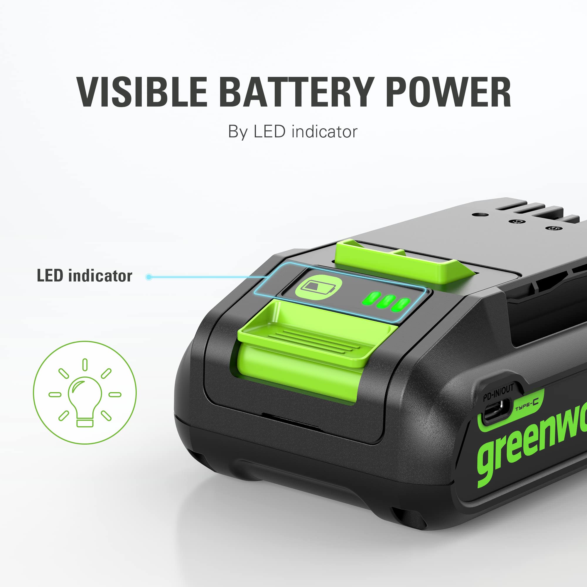 Greenworks 24V 2.0Ah Battery (Genuine Greenworks Battery / 125+ Compatible Tools)